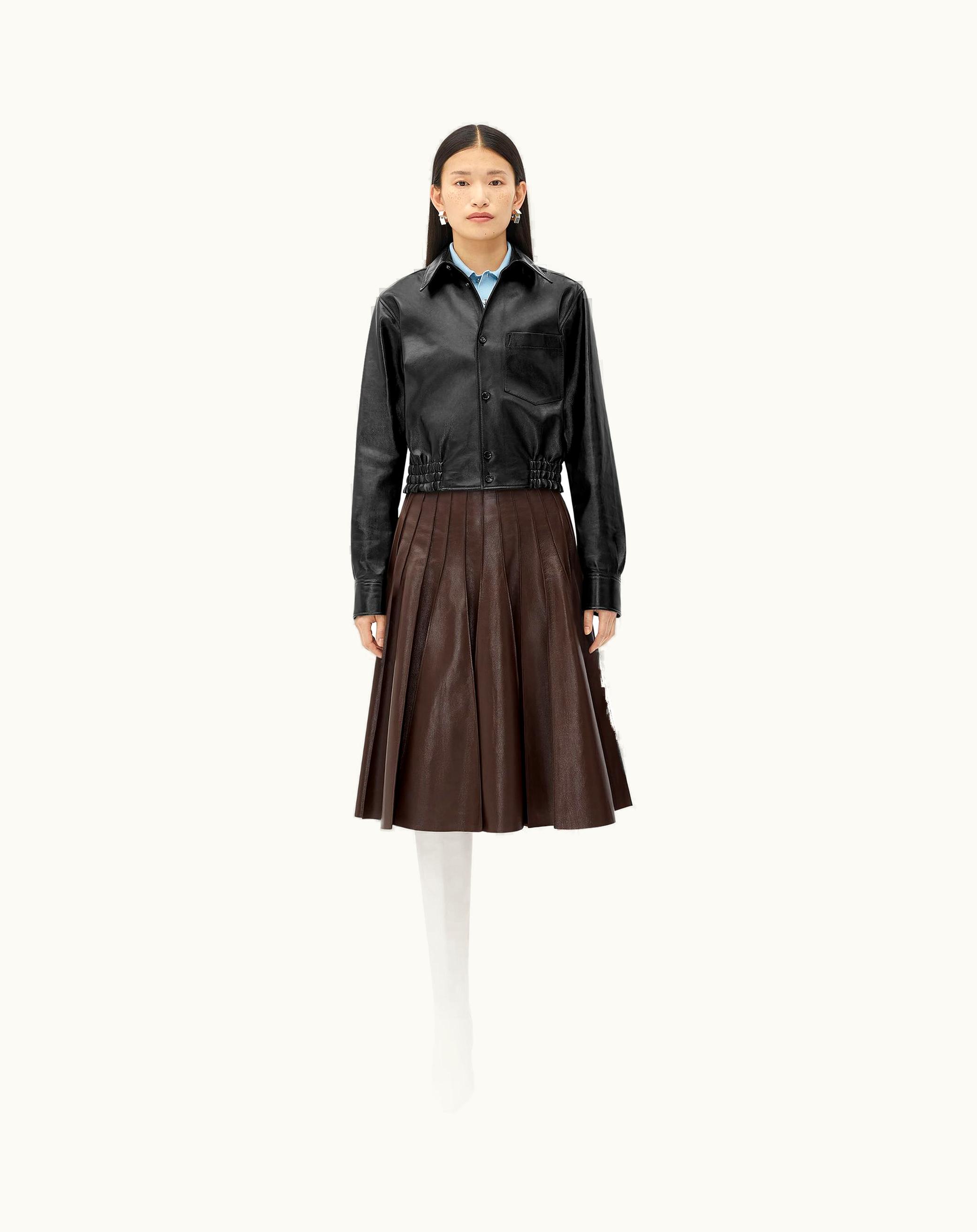 Bottega Veneta Bottega Veneta Women's Elastic Waist Leather Jacket In Black