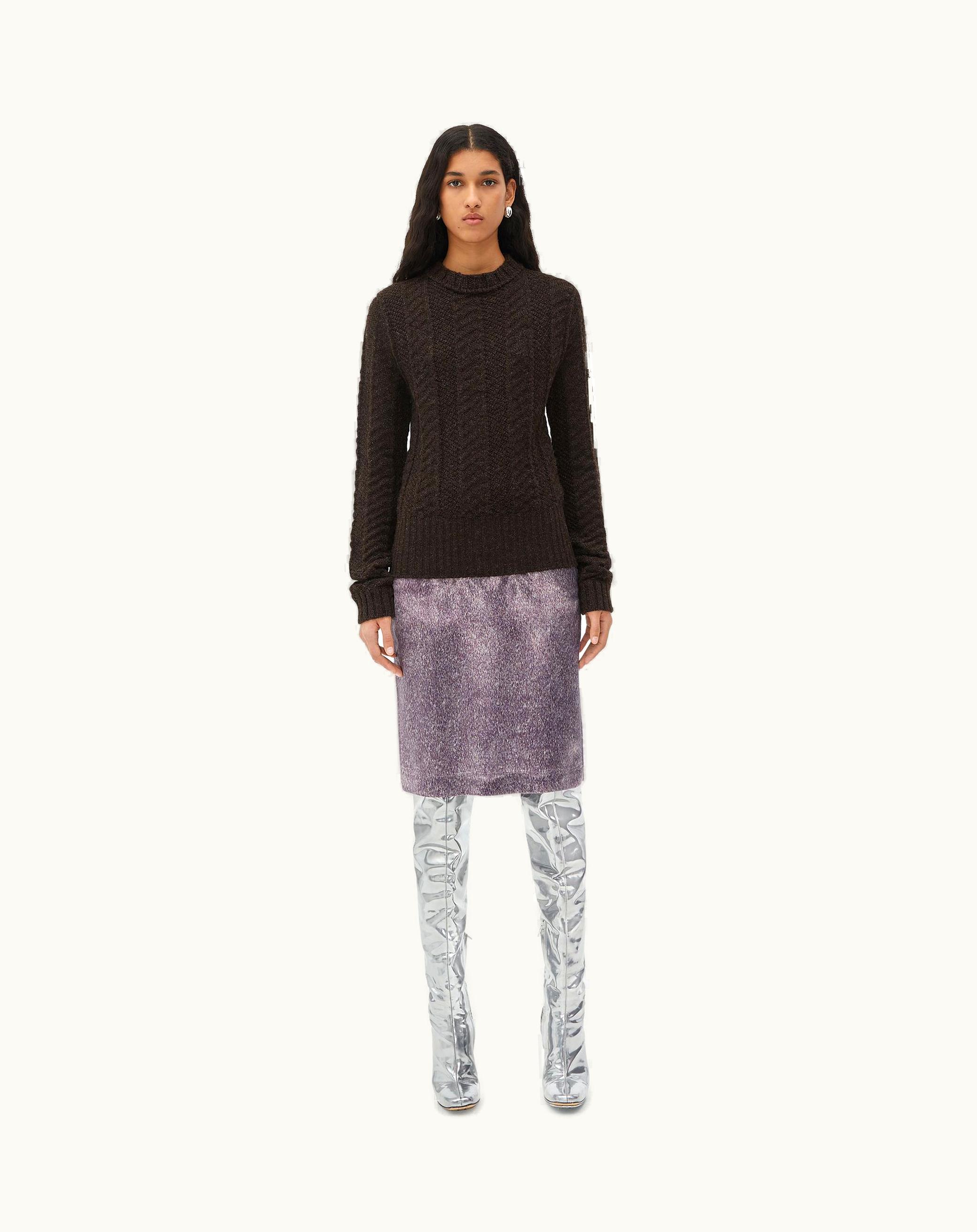 Bottega Veneta Bottega Veneta Women's Printed Cupro Midi Skirt In Lilac / Chalk