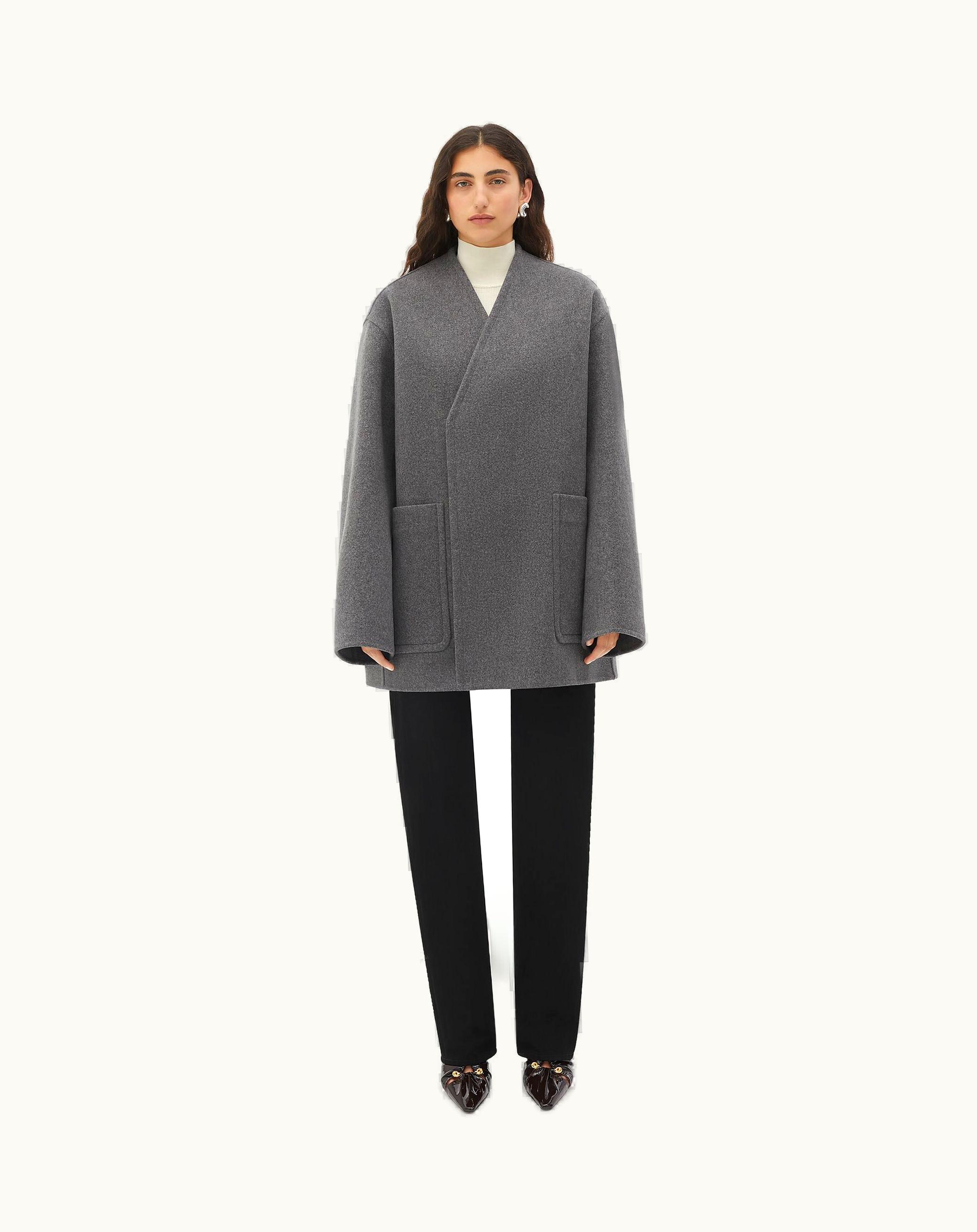 Bottega Veneta Bottega Veneta Women's Collarless Cashmere Coat In Medium Grey Melange