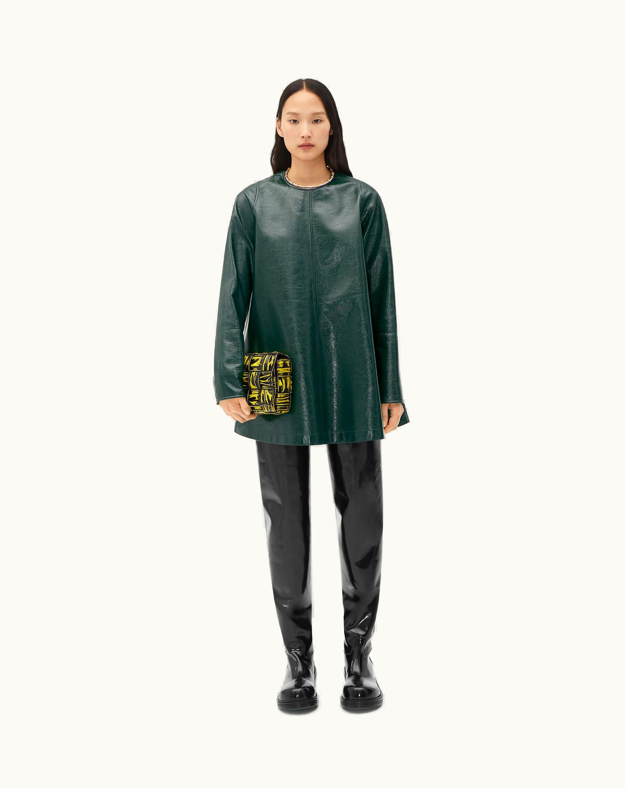 Bottega Veneta Bottega Veneta Women's Shiny Leather Mini Dress In Pine Green