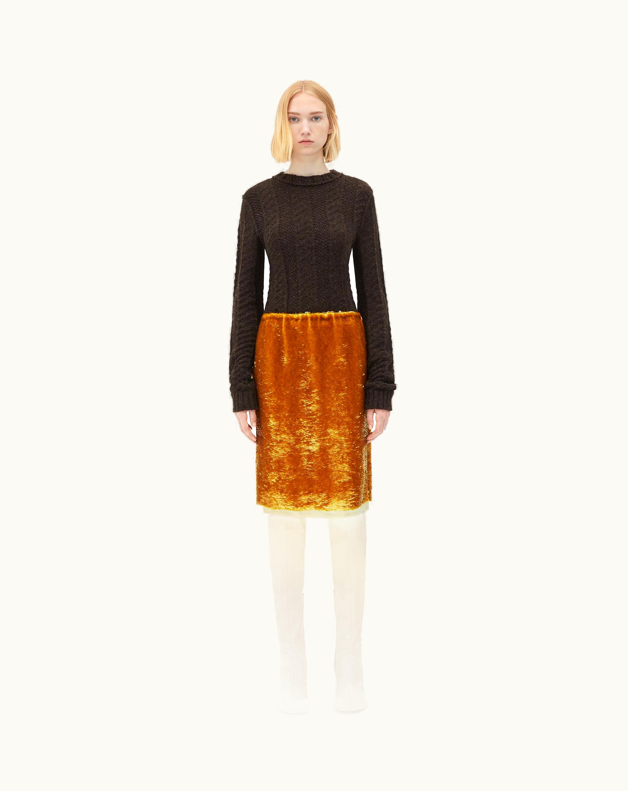 Bottega Veneta Bottega Veneta Women's Sequin Embroidered Midi Skirt In Honey