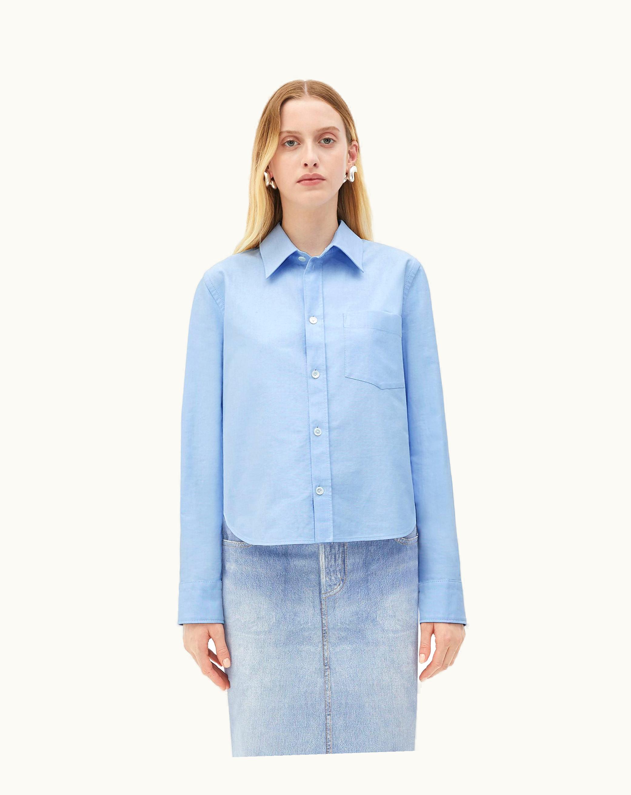 Bottega Veneta Bottega Veneta Women's Cotton Oxford Shirt In Light Blue / White