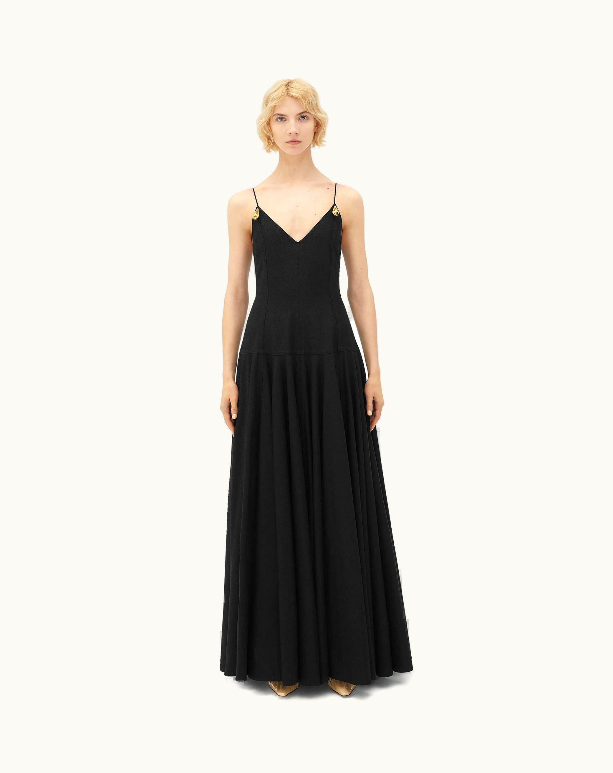 Bottega Veneta Bottega Veneta Women's Metal Drops Cotton Long Dress In Black