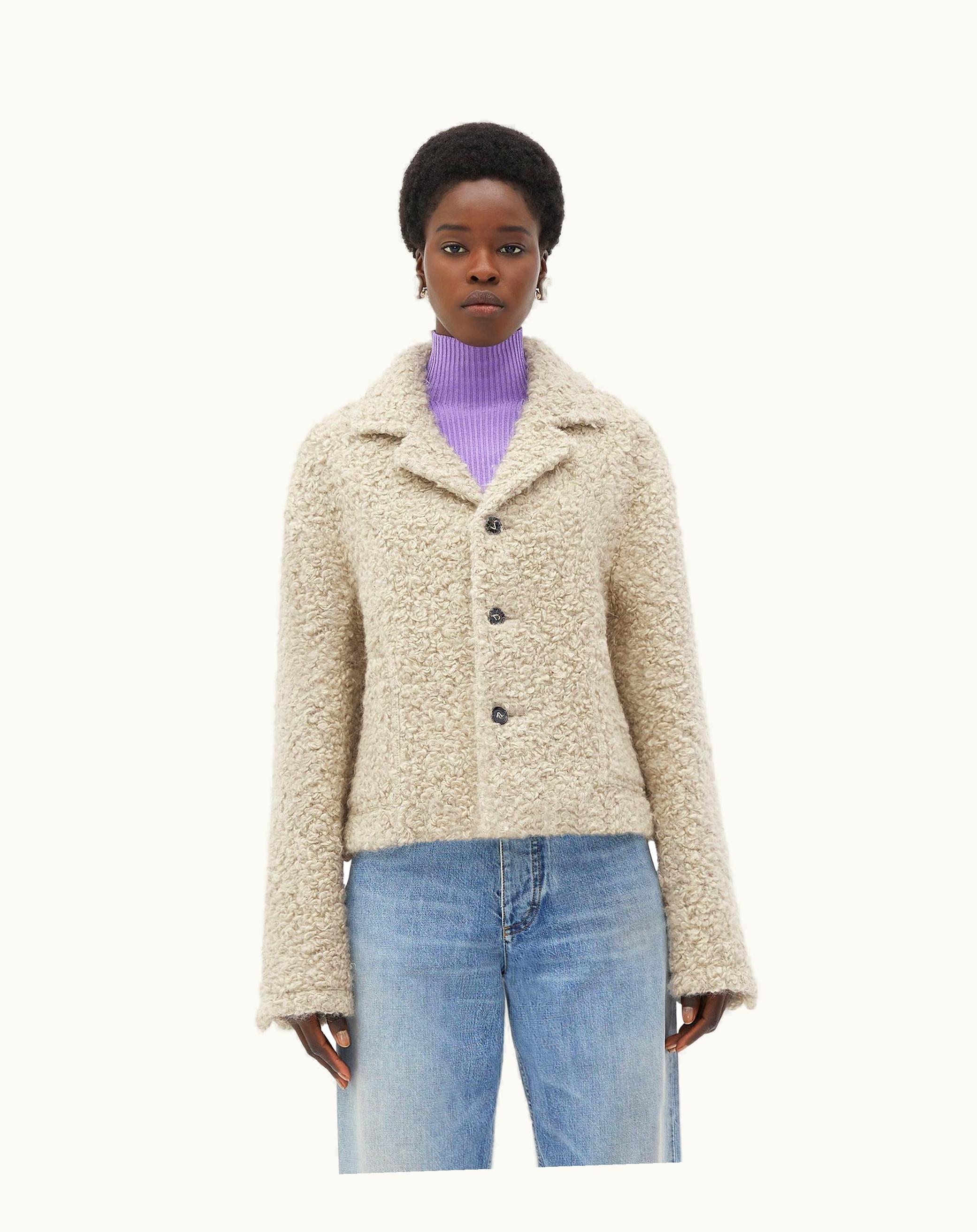 Bottega Veneta Bottega Veneta Women's Hairy Alpaca Jacket In Dark Bone