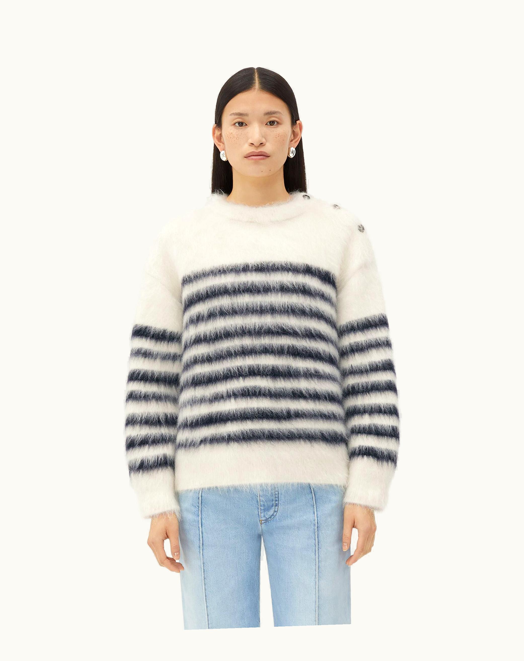 Bottega Veneta Bottega Veneta Women's Heavy Marinière Mohair Sweater In Navy / Chalk