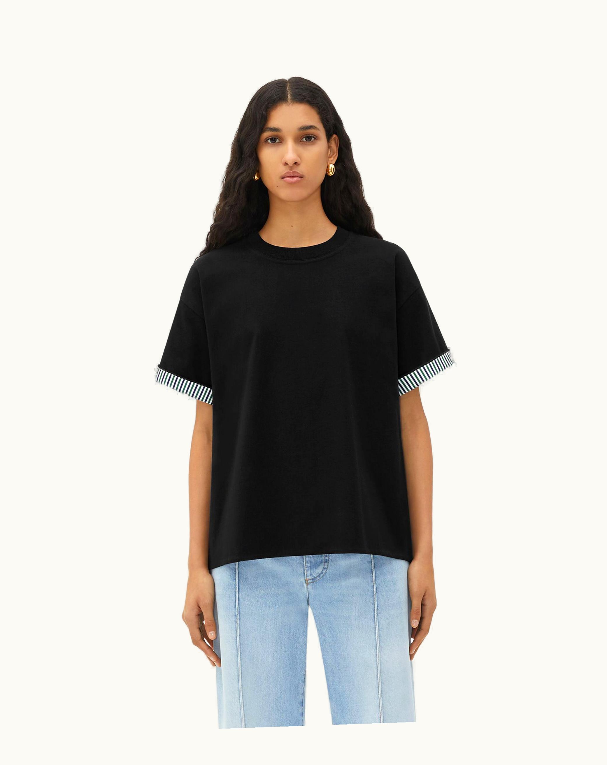 Bottega Veneta Bottega Veneta Women's Double Layer Striped Cotton T-Shirt In Black