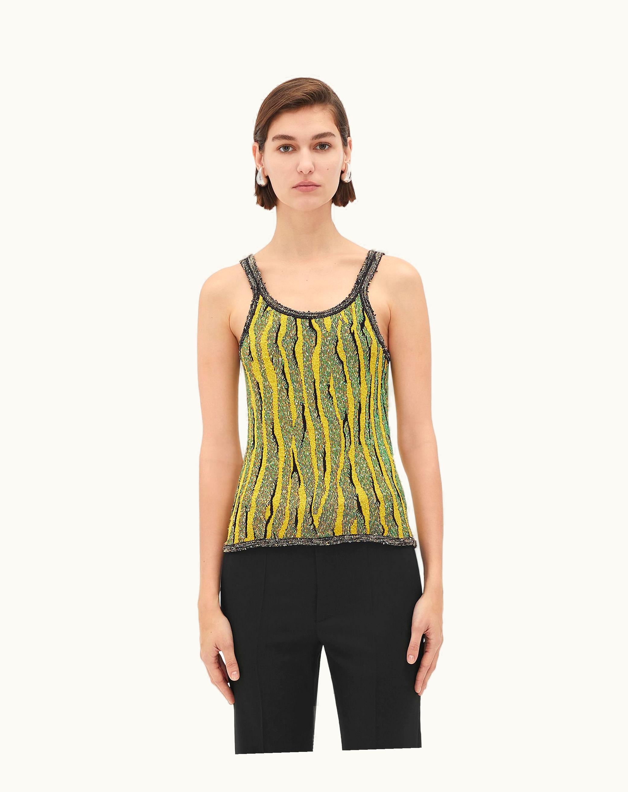 Bottega Veneta Bottega Veneta Women's Slim Fit Viscose Jacquard Tank Top In Yellow / Green