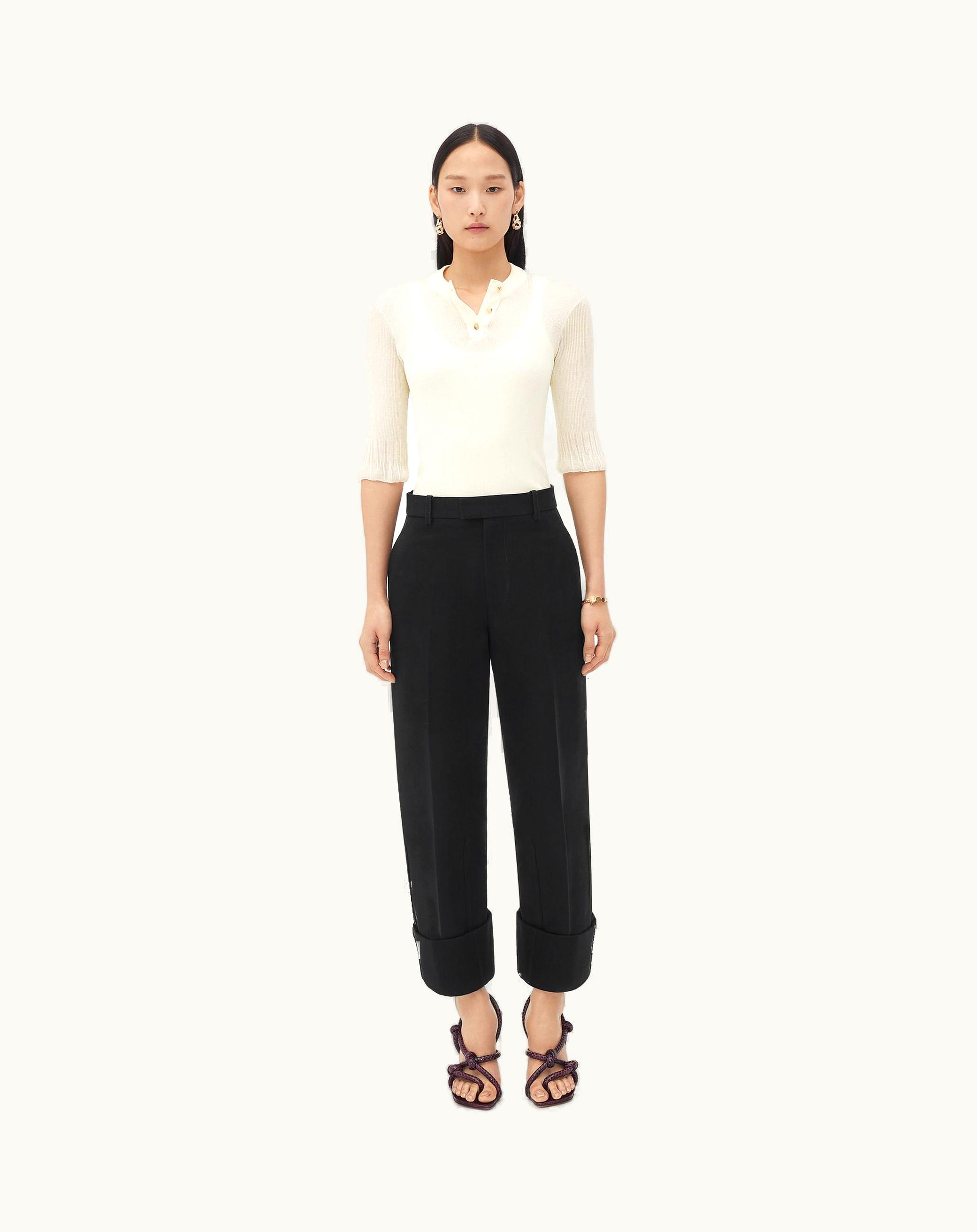 Bottega Veneta Bottega Veneta Women's Lapeled Ottoman Light Cotton Pants In Black