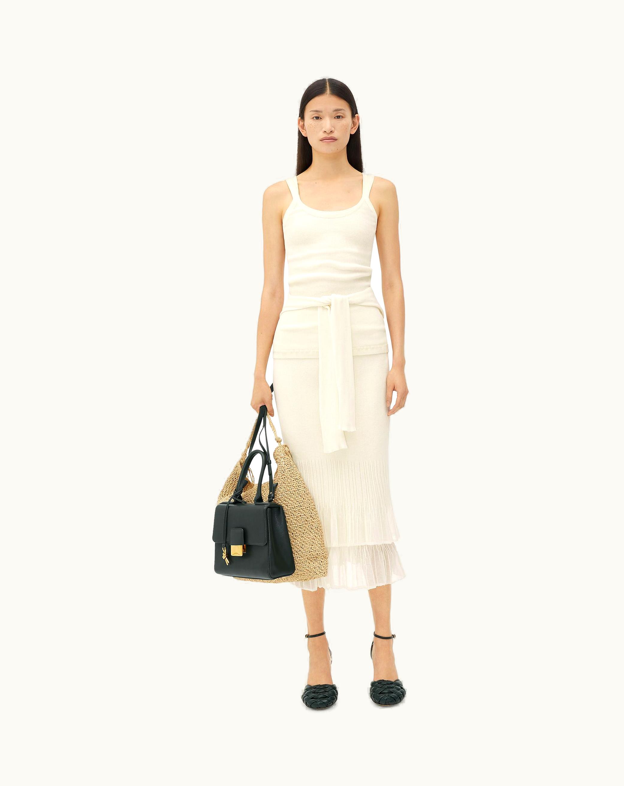 Bottega Veneta Bottega Veneta Women's Two-In-One Light Cotton Midi Skirt In Chalk