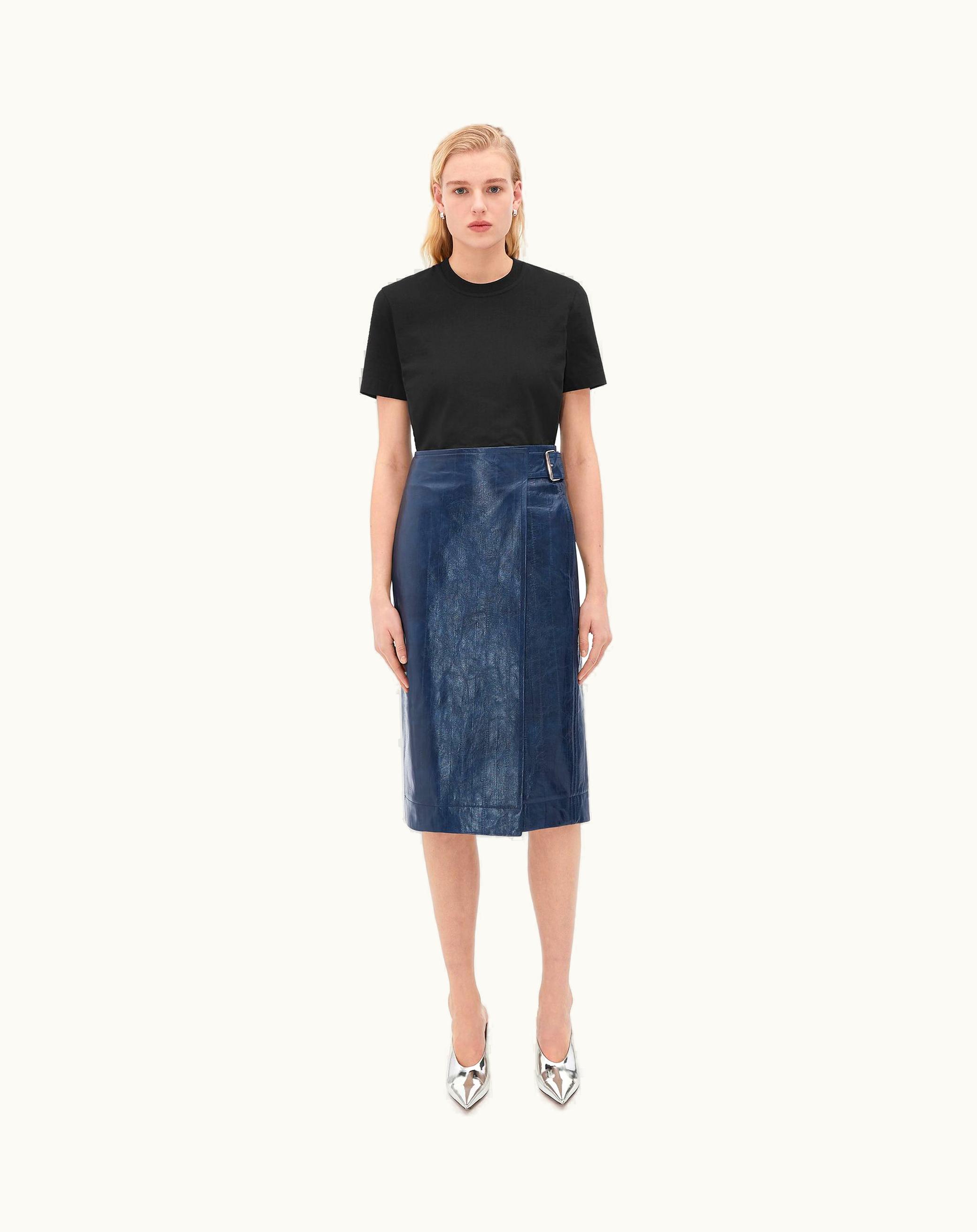 Bottega Veneta Bottega Veneta Women's Embossed Leather Midi Skirt In Mistral