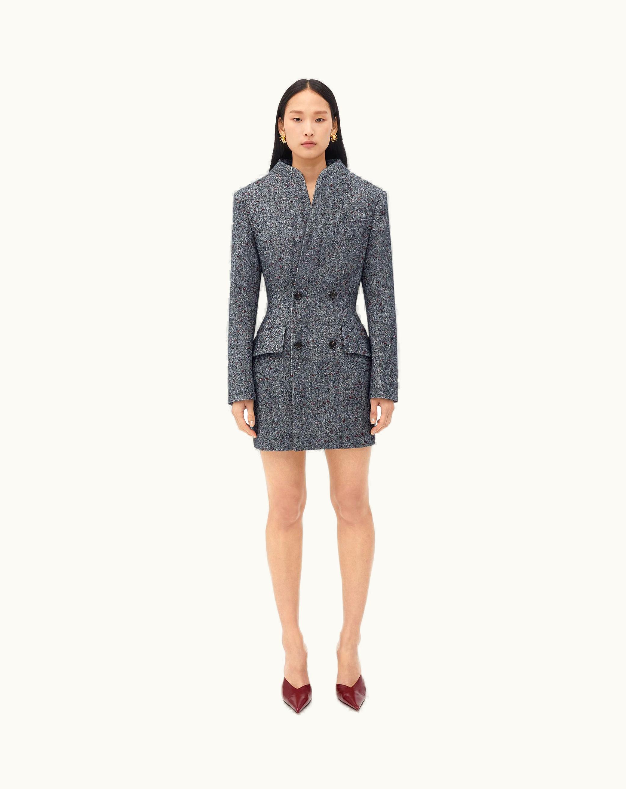 Bottega Veneta Bottega Veneta Women's Knotted Wool Funnel Neck Jacket In Charcoal / Burgundy