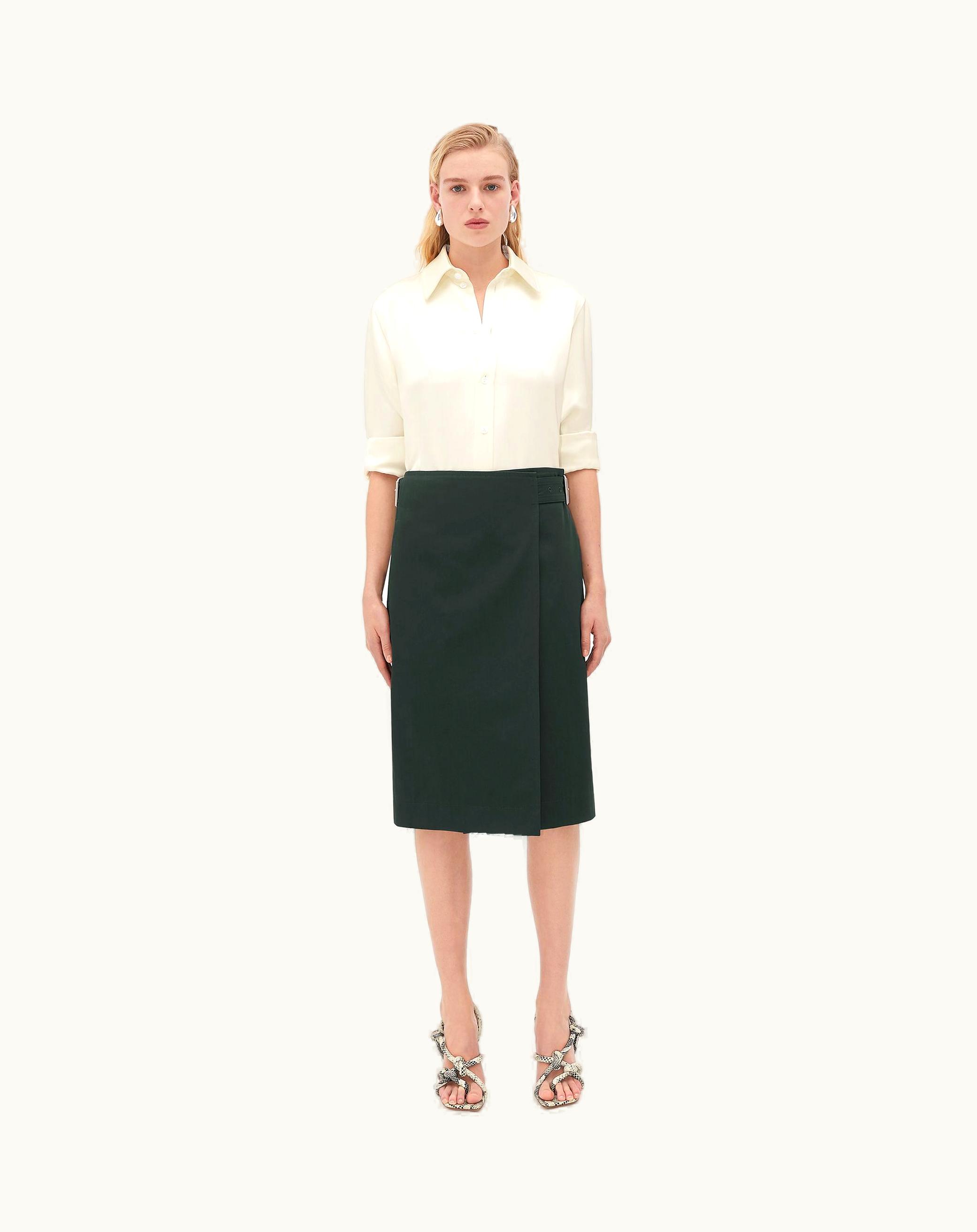 Bottega Veneta Bottega Veneta Women's Cotton Twill Midi Skirt In Camping