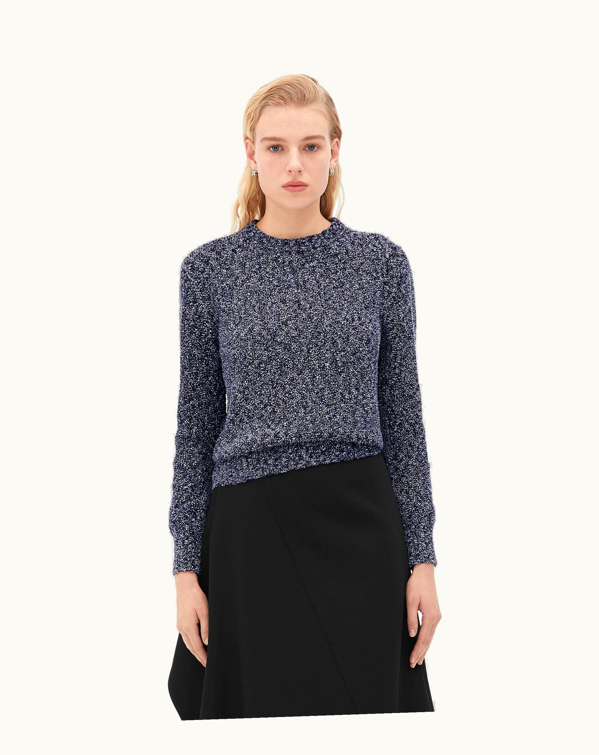 Bottega Veneta Bottega Veneta Women's Textured Cotton Jumper In Navy / White