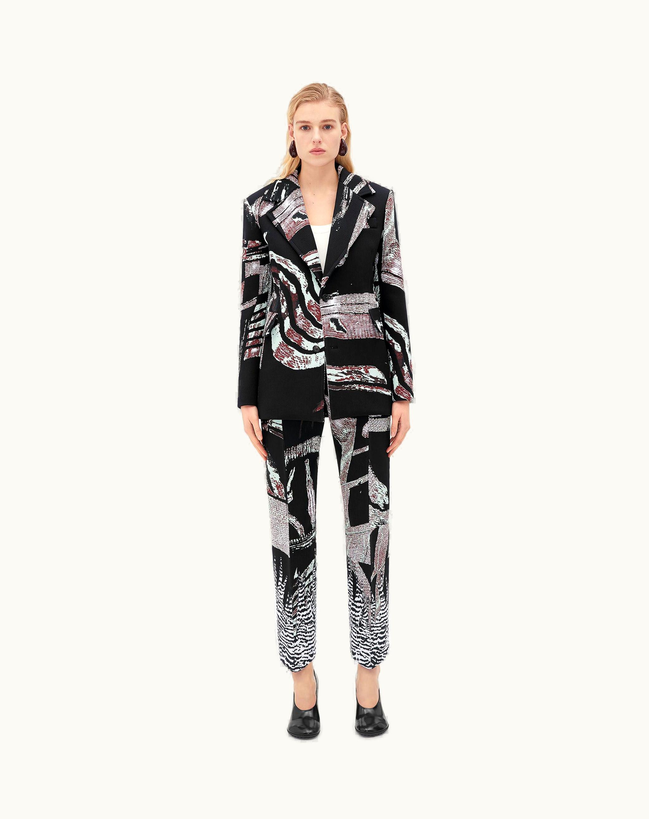 Bottega Veneta Bottega Veneta Women's Relaxed Fit Graphic Viscose Jacquard Jacket In Black