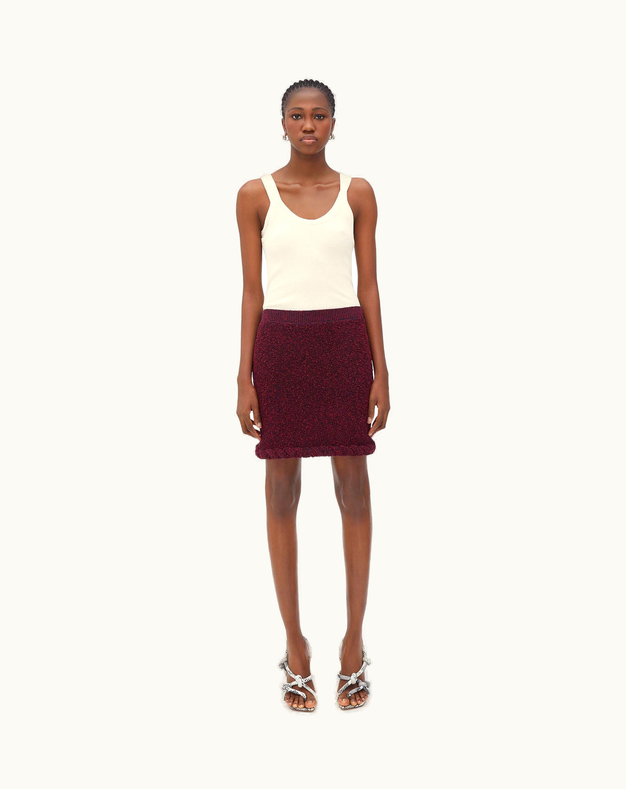 Bottega Veneta Bottega Veneta Women's Towelling Viscose Mini Skirt In Chili / Navy