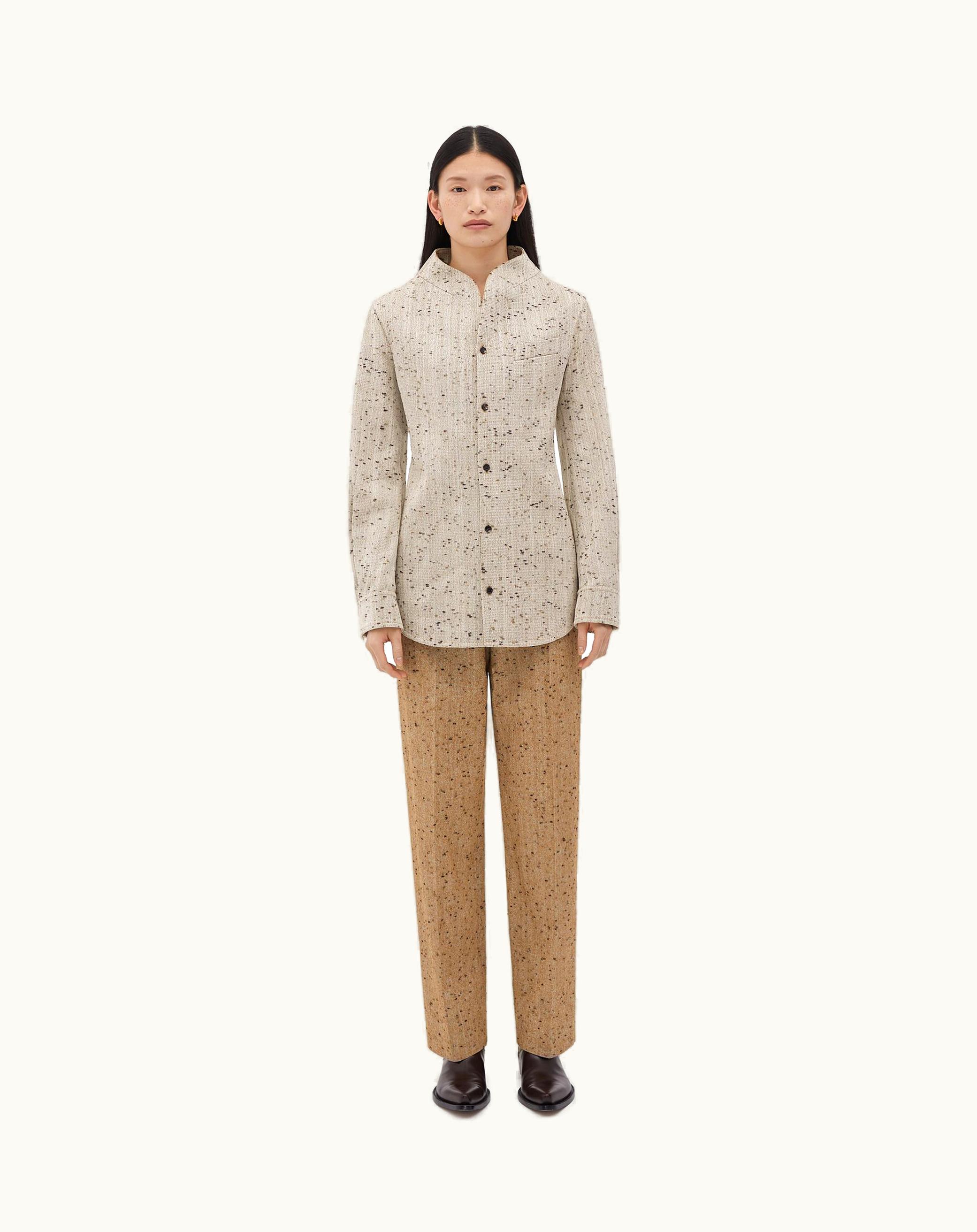 Bottega Veneta Bottega Veneta Women's Knotted Wool Funnel Neck Shirt In Fondant / Camel