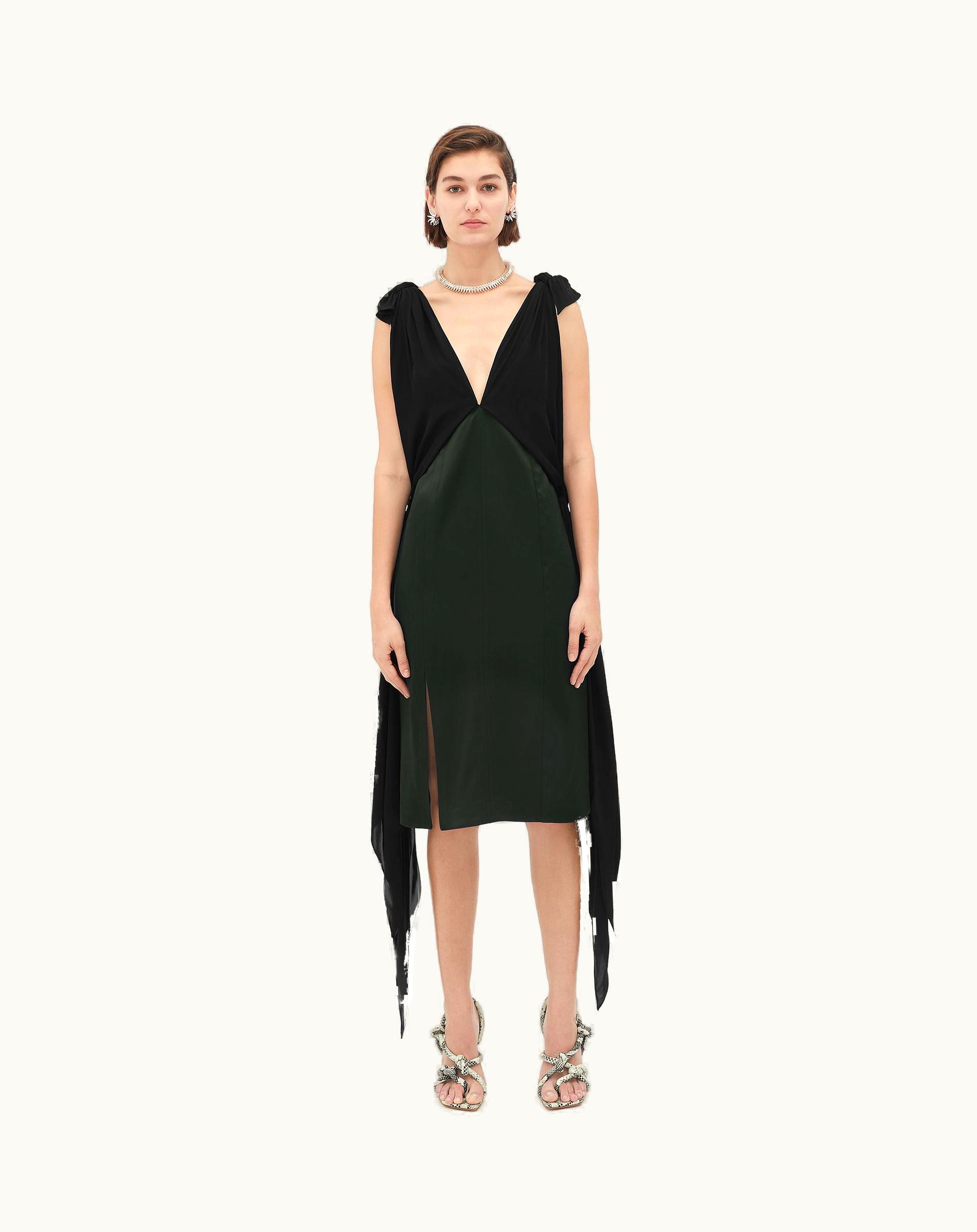 Bottega Veneta Bottega Veneta Women's Fluid Silk Midi Dress In Camping