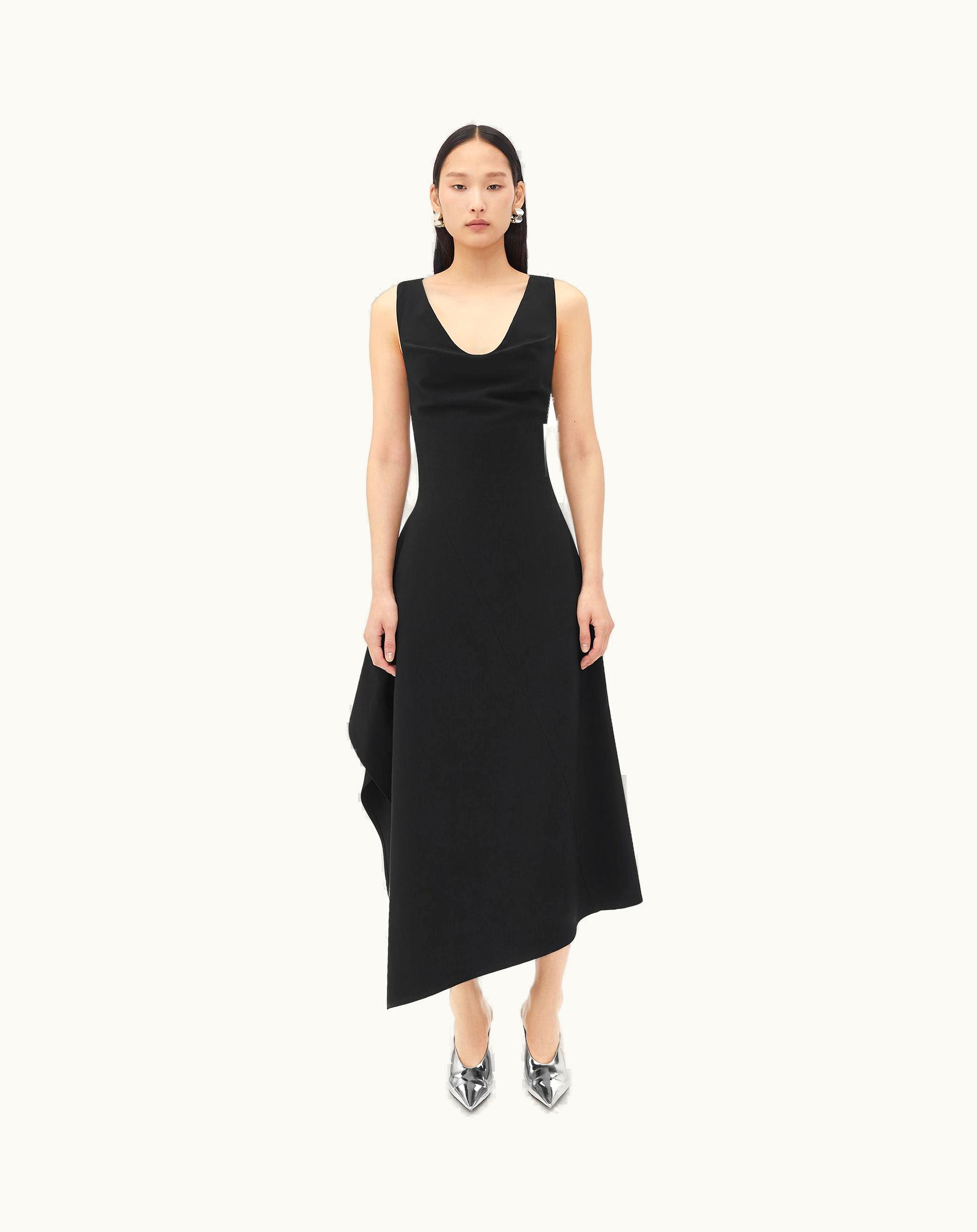 Bottega Veneta Bottega Veneta Women's Stretch Cotton Asymmetric Midi Dress In Black