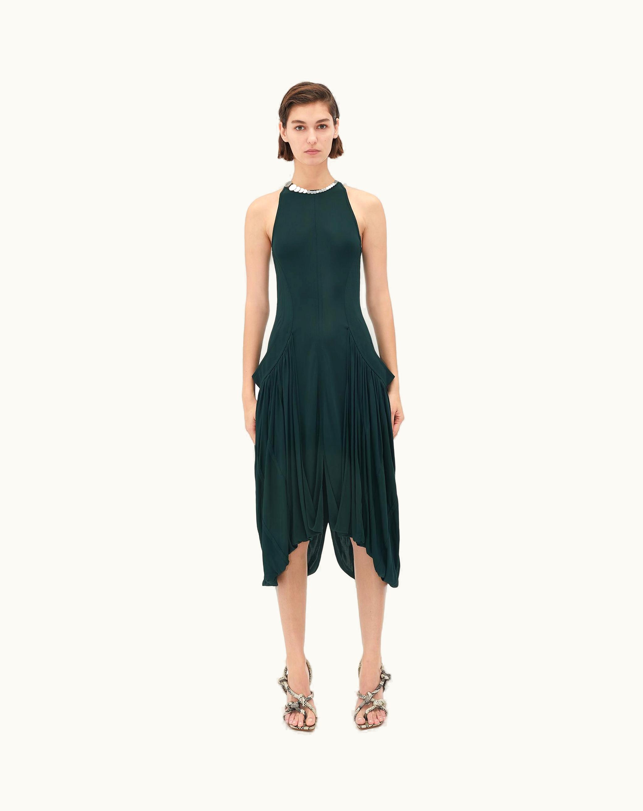 Bottega Veneta Bottega Veneta Women's Light Viscose Asymmetric Midi Dress In Inkwell