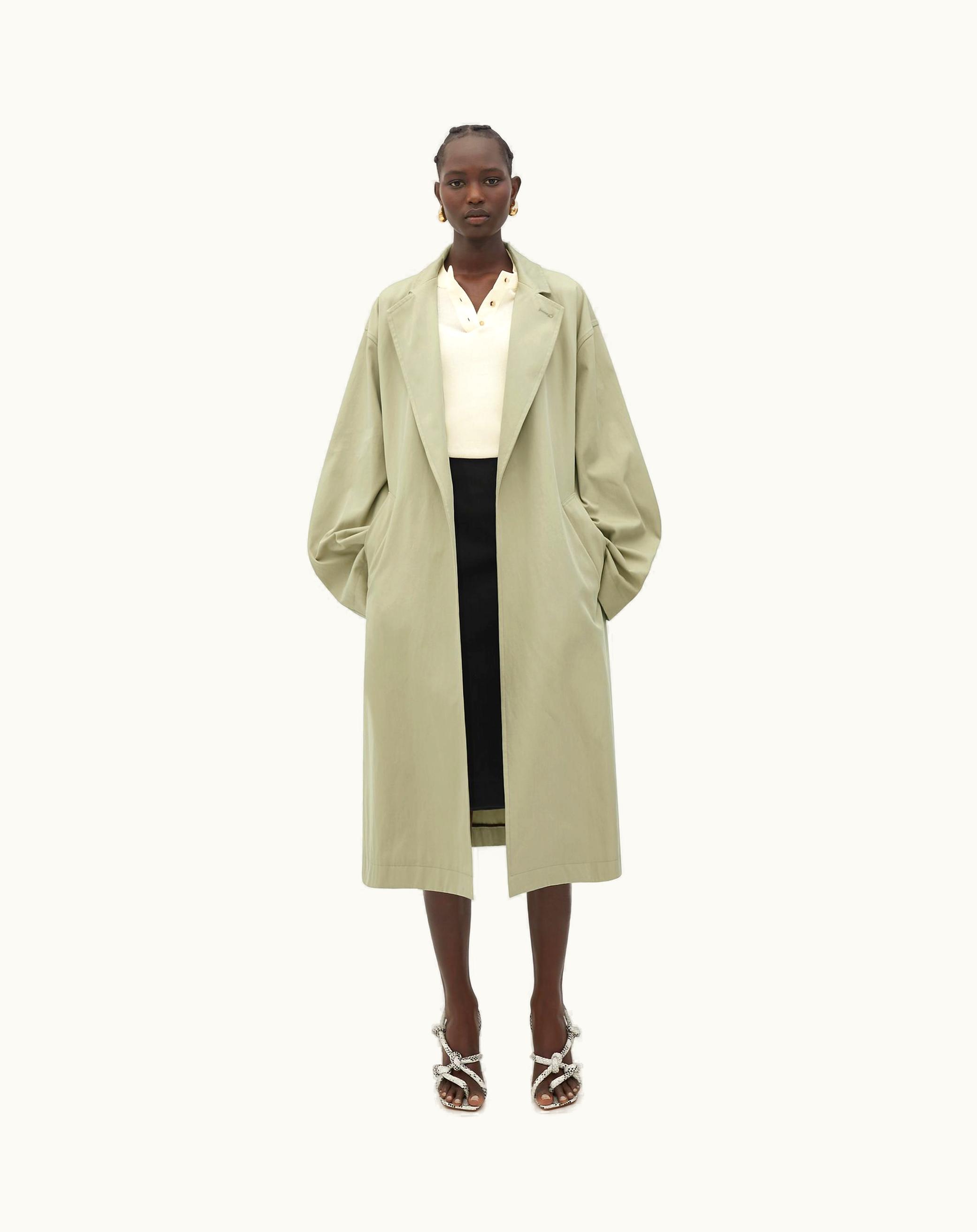 Bottega Veneta Bottega Veneta Women's Oversized Fit Cotton Twill Coat In Travertine