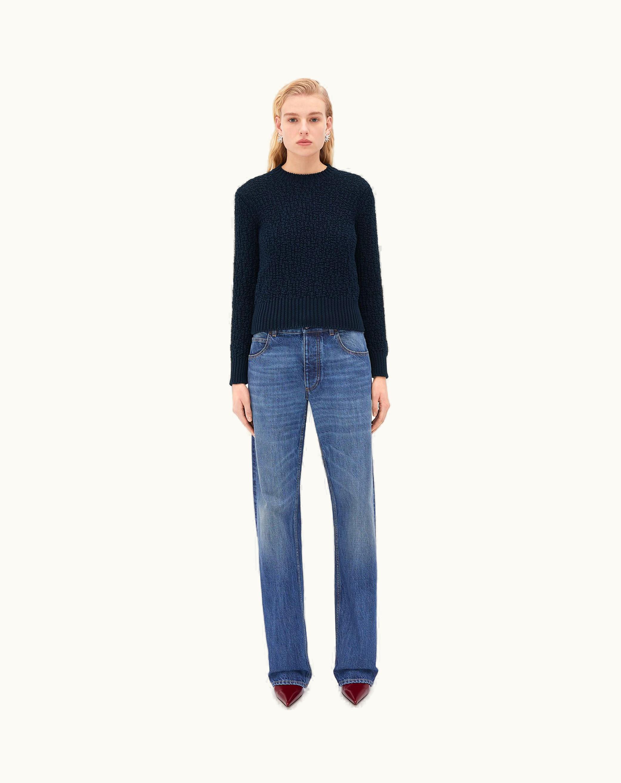 Bottega Veneta Bottega Veneta Women's Relaxed Fit Heavy Cotton Jumper In Midnight Blue