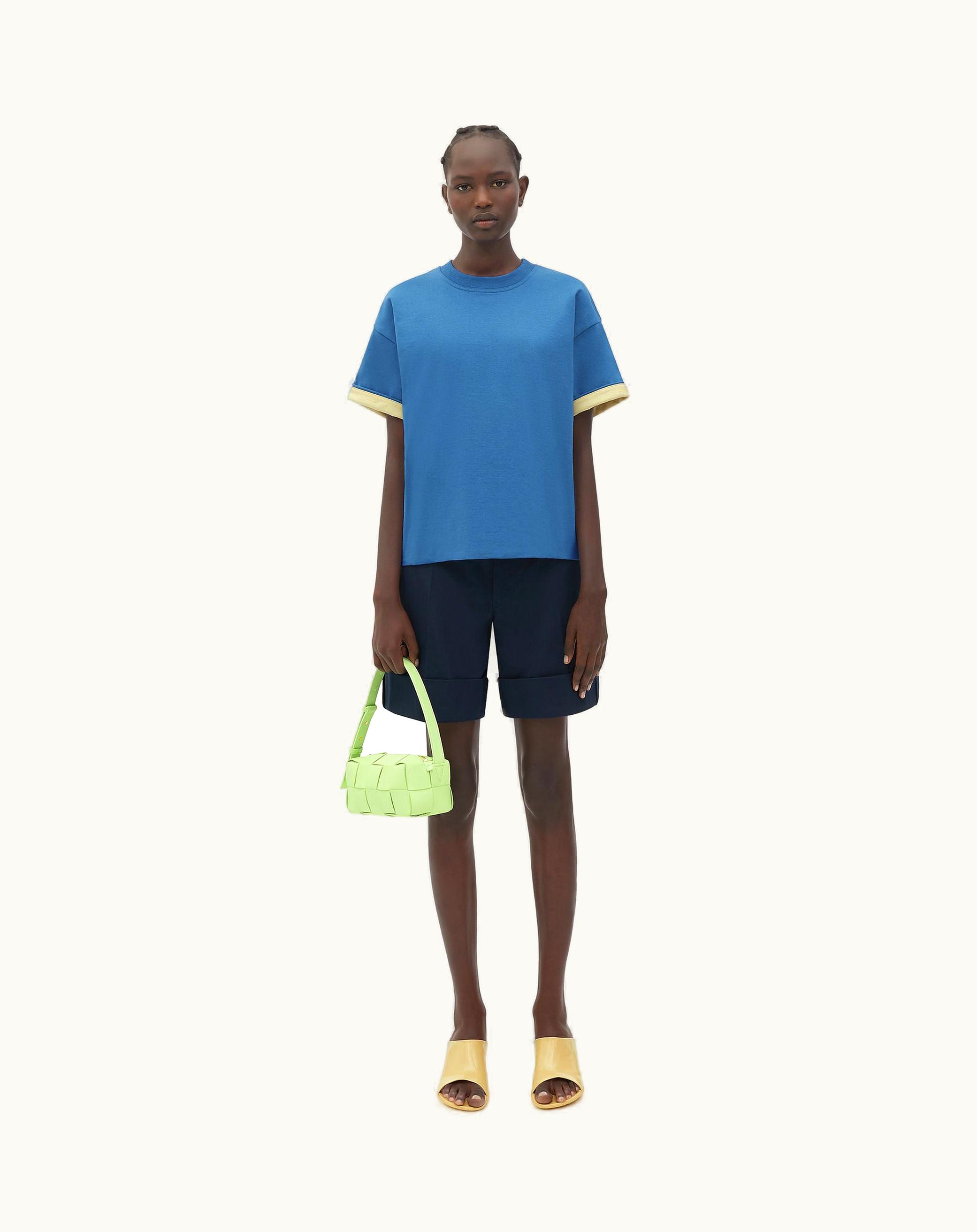 Bottega Veneta Bottega Veneta Women's Relaxed Fit Double Layer Cotton T-Shirt In Surf / Ice Cream