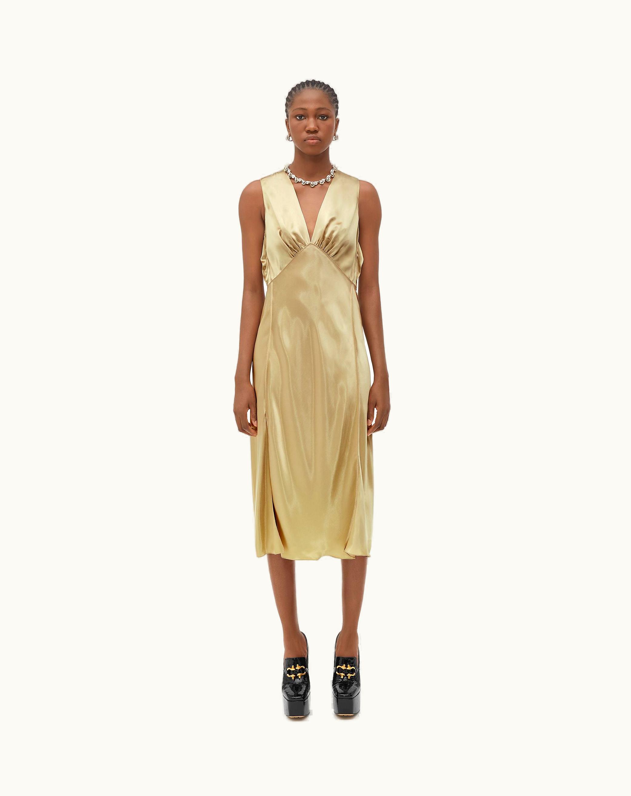 Bottega Veneta Bottega Veneta Women's Fluid Satin Dress In Sesame