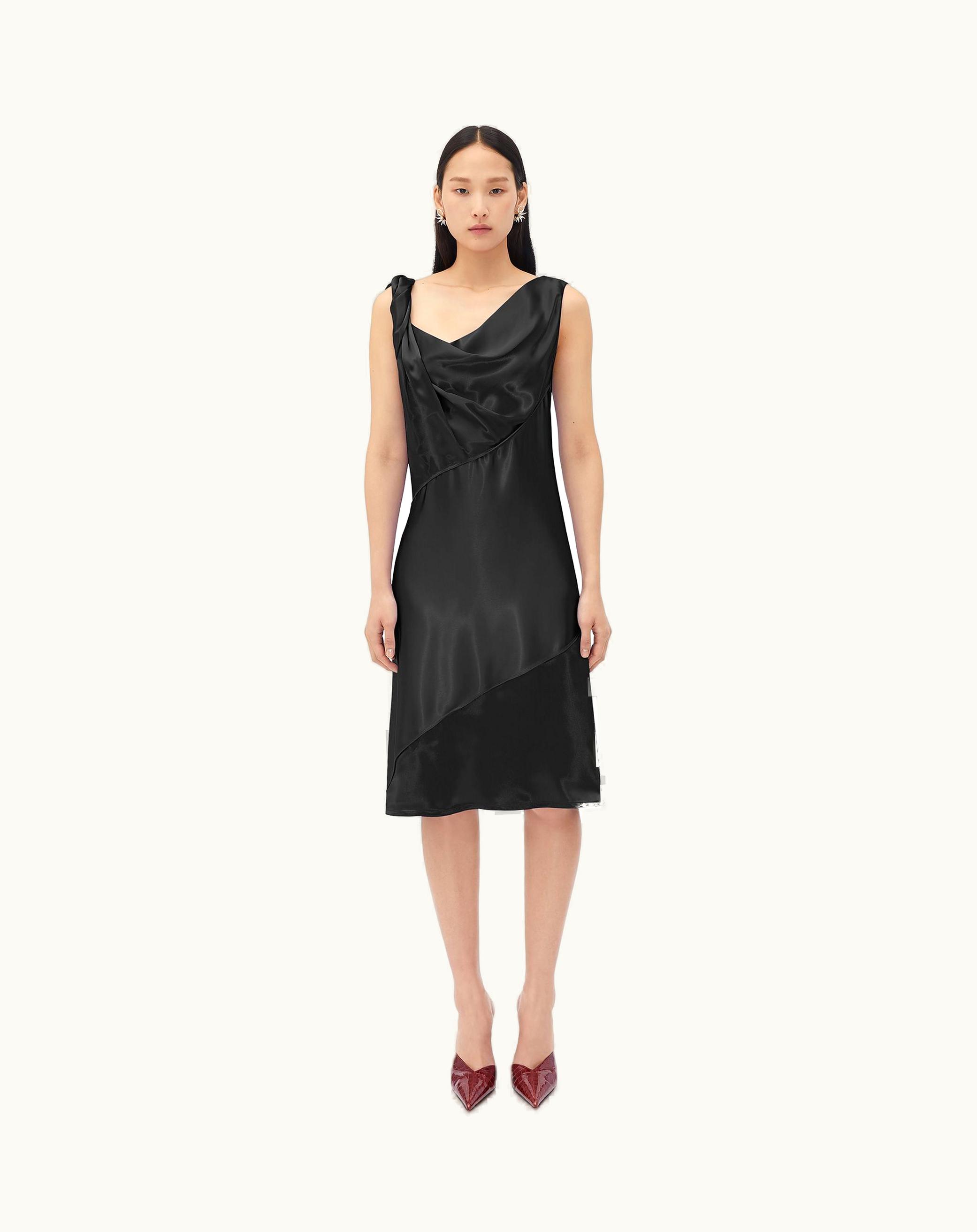 Bottega Veneta Bottega Veneta Women's Fluid Satin Dress In Black Black