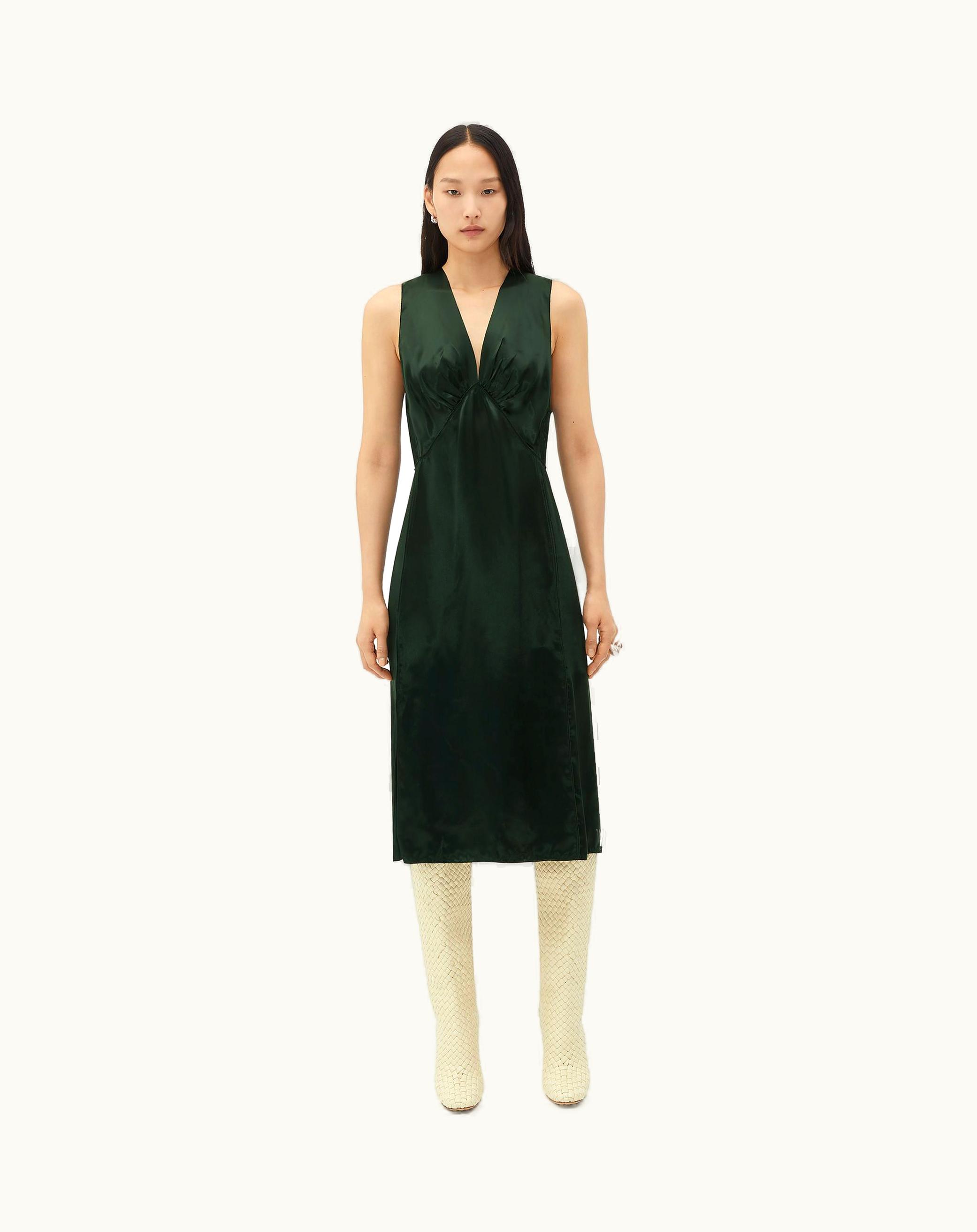 Bottega Veneta Bottega Veneta Women's Fluid Satin Dress In Camping