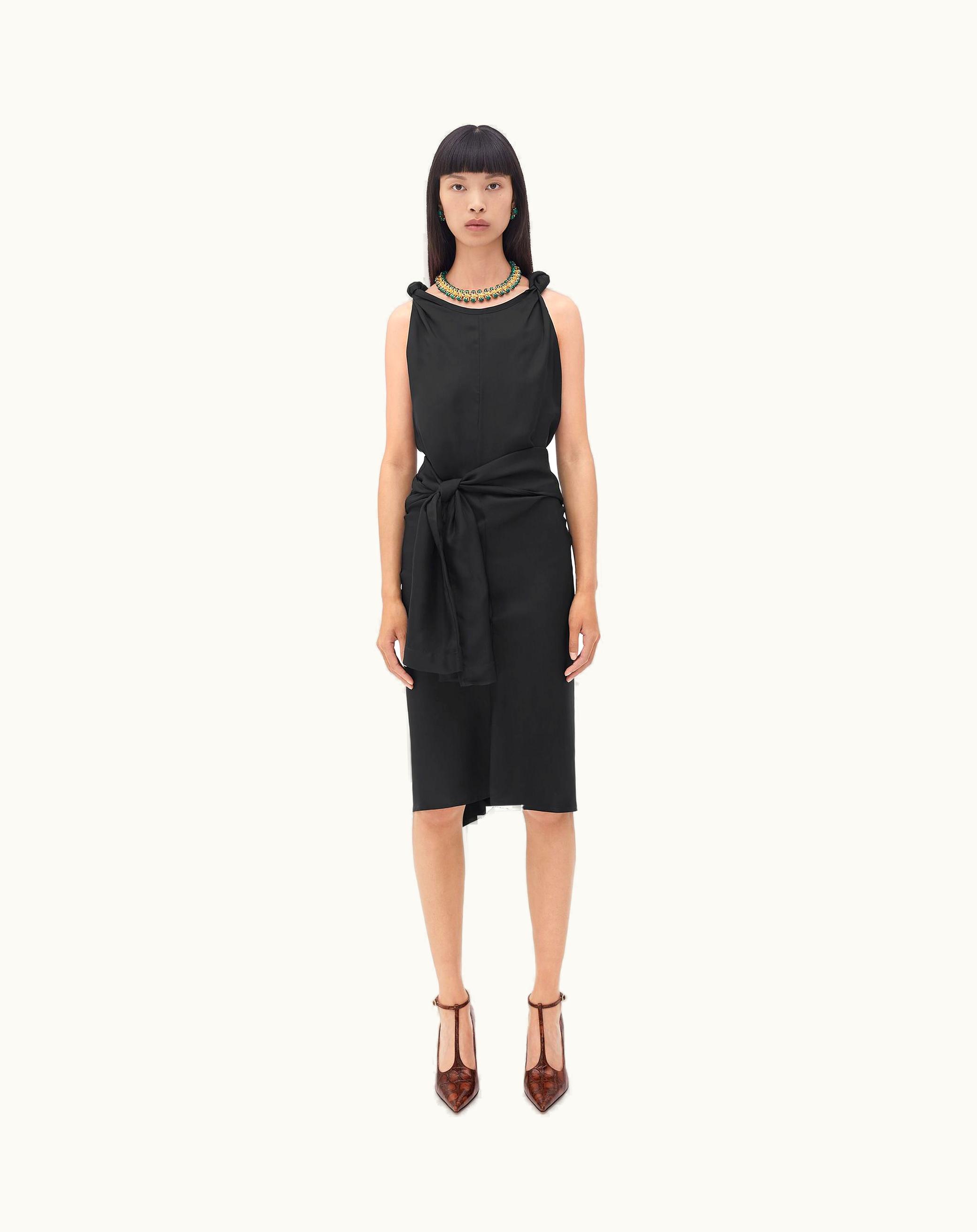 Bottega Veneta Bottega Veneta Women's Washed Viscose Knotted Dress In Black