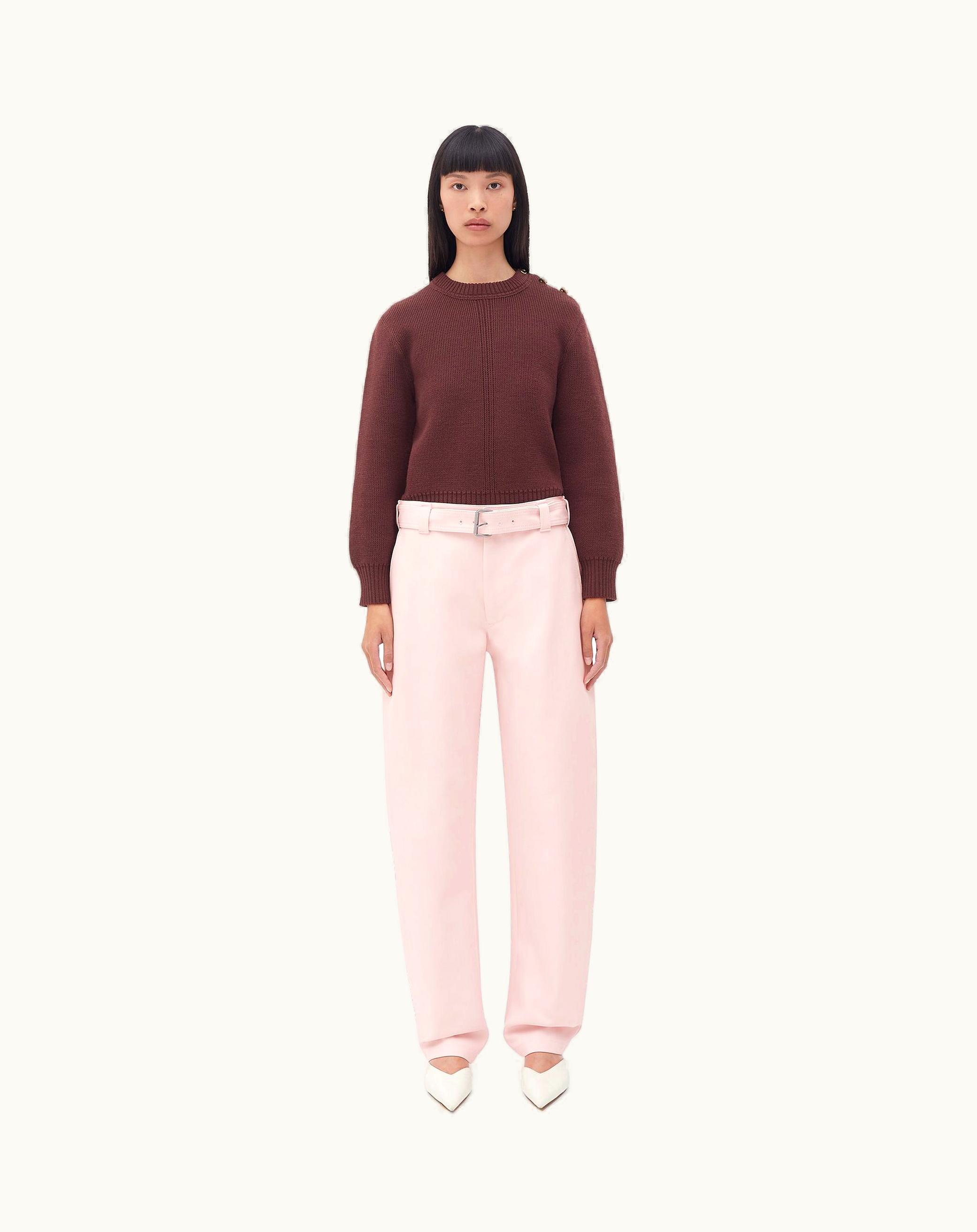Bottega Veneta Bottega Veneta Women's Belted Cotton Canvas Pants In Cameo