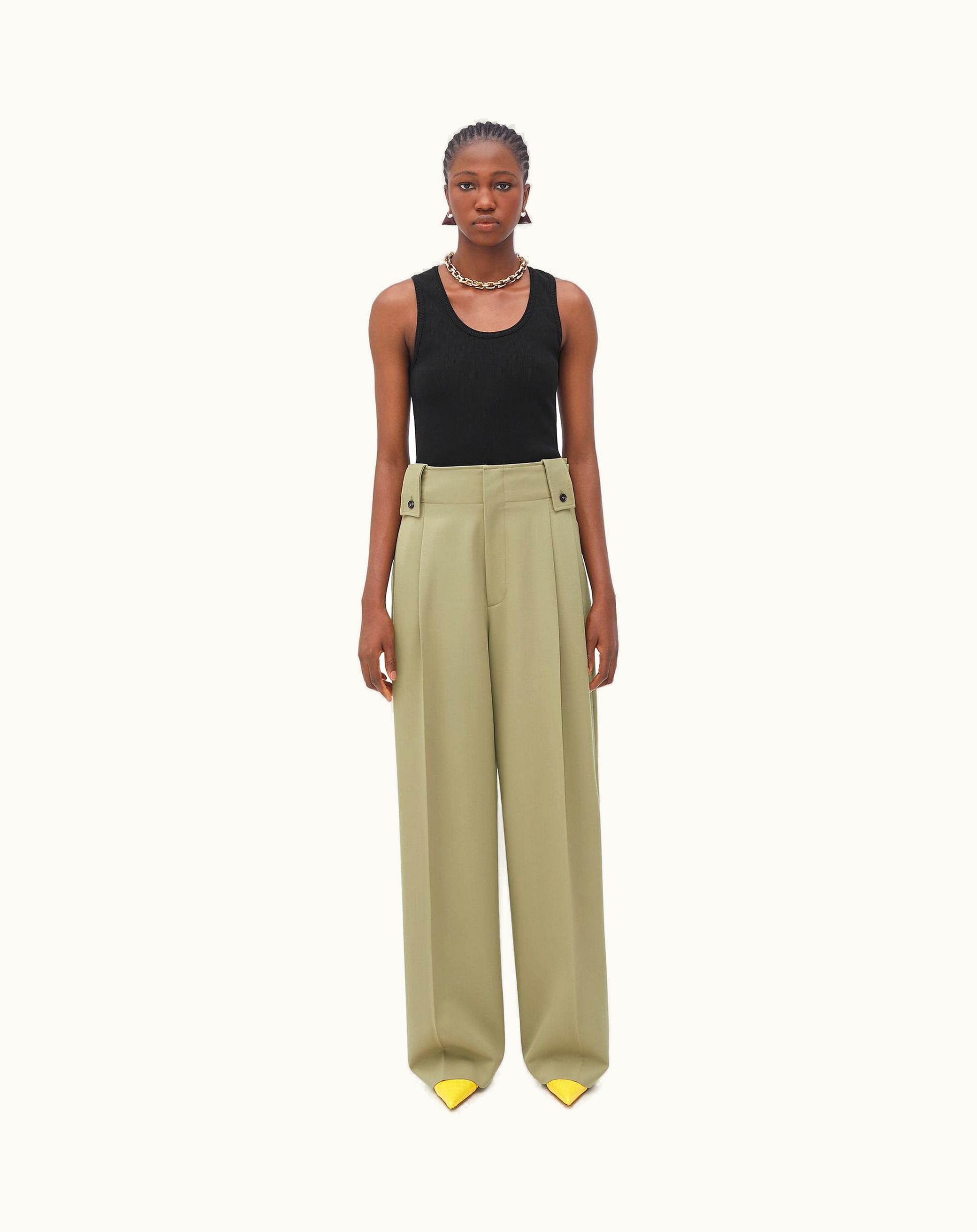 Bottega Veneta Bottega Veneta Women's Wide Leg Cotton Pants In Travertine