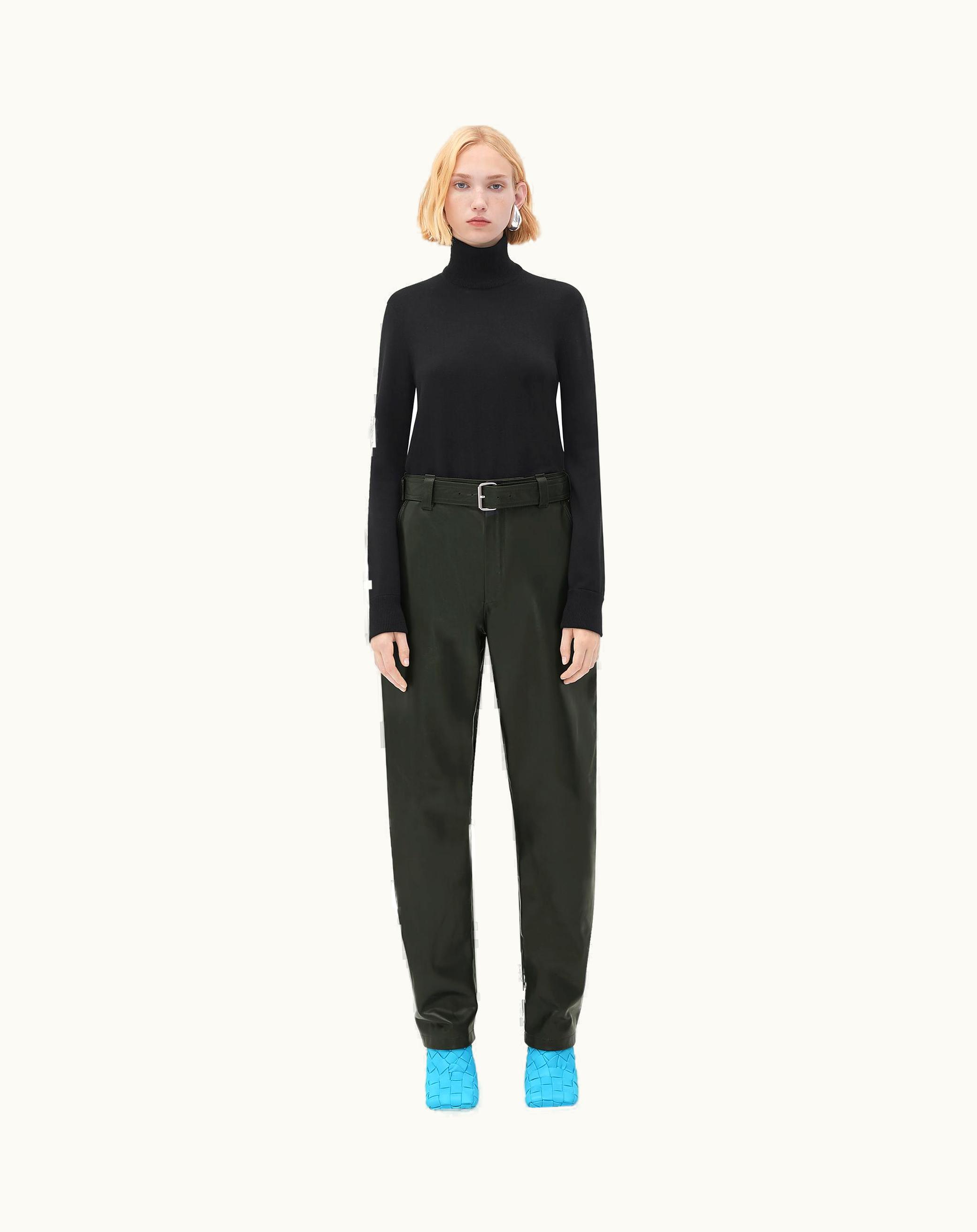 Bottega Veneta Bottega Veneta Women's Belted Leather Pants In Dark Green