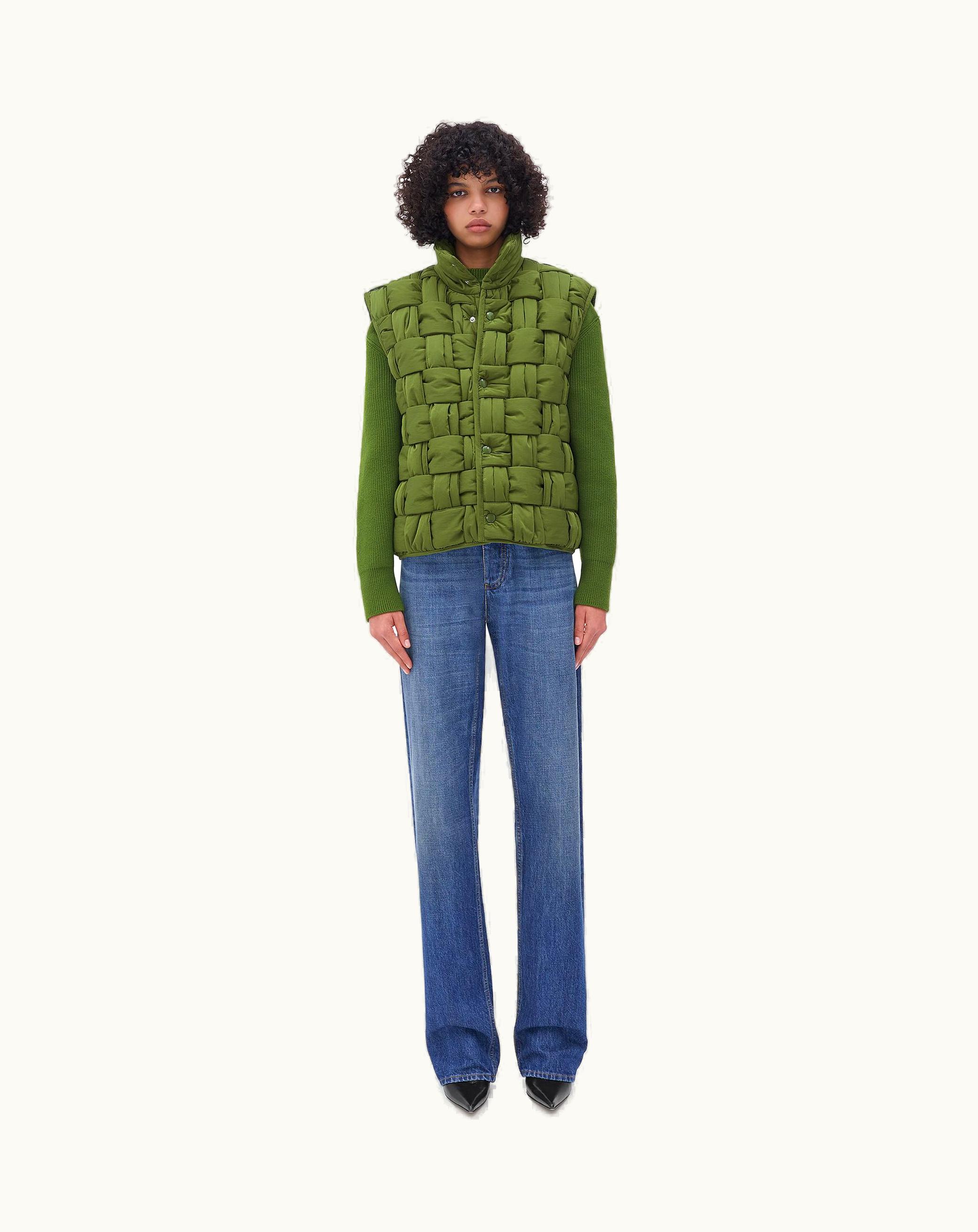 Bottega Veneta Bottega Veneta Women's Padded Nylon Intreccio Gilet In Jalapeno