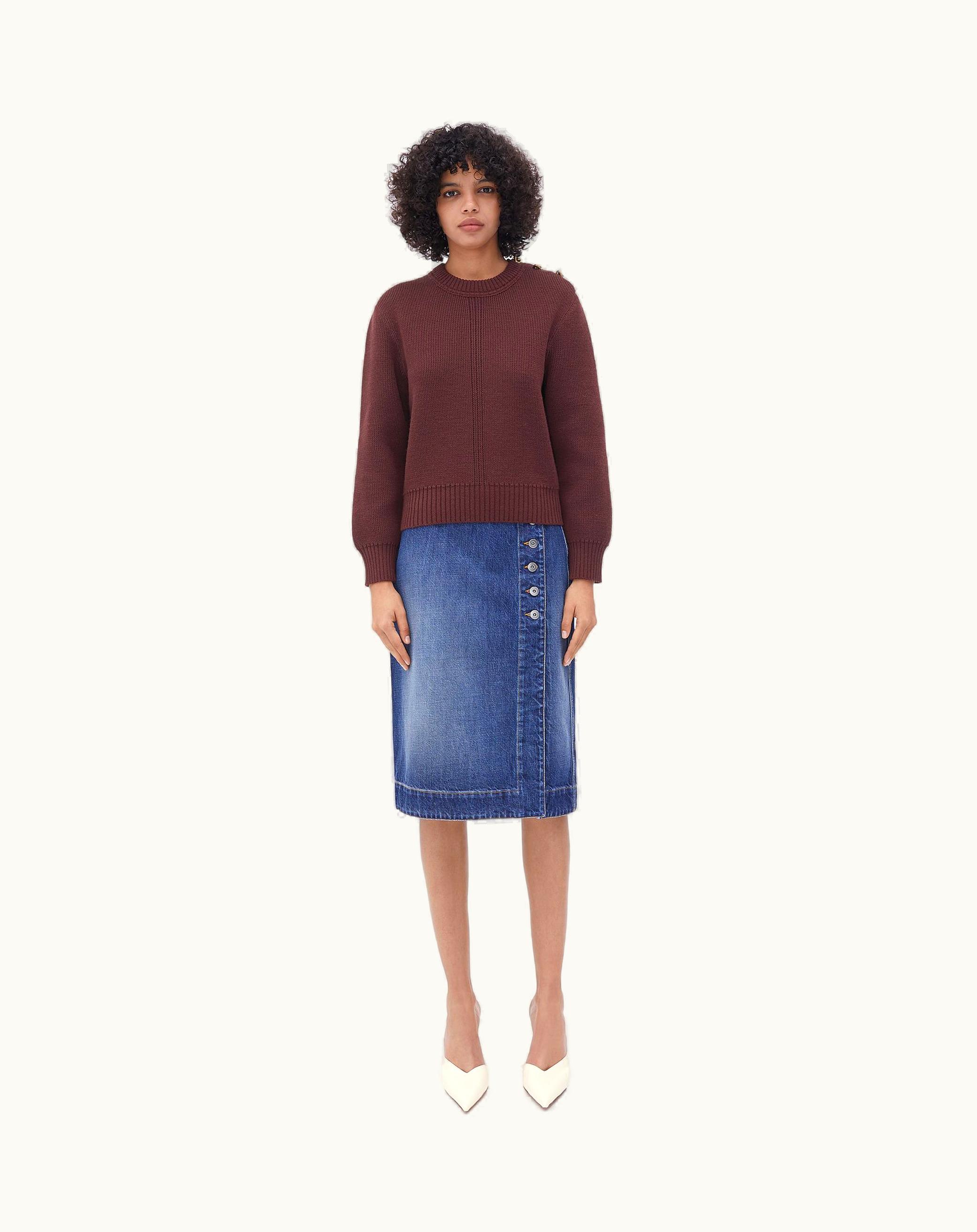 Bottega Veneta Bottega Veneta Women's Wool Jumper With Metal Knot Buttons In Merlot