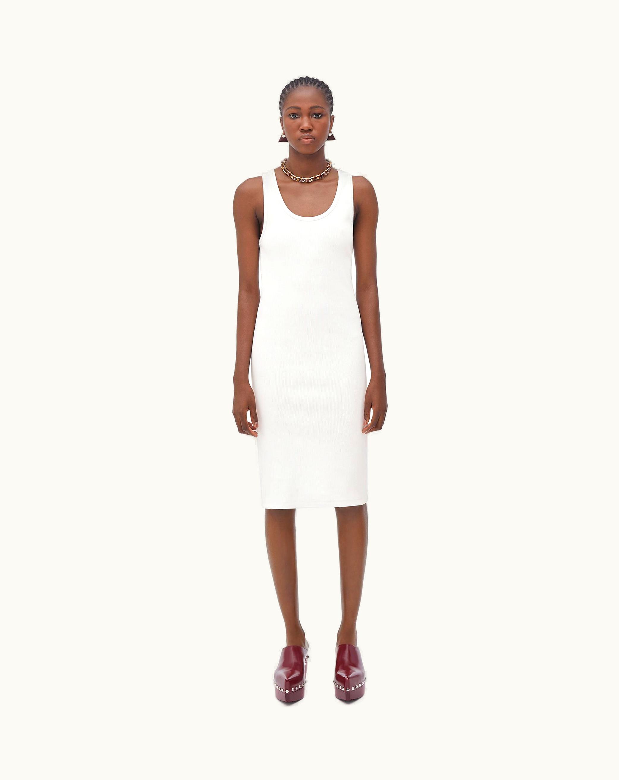 Bottega Veneta Bottega Veneta Women's Stretch Rib Cotton Dress In Chalk