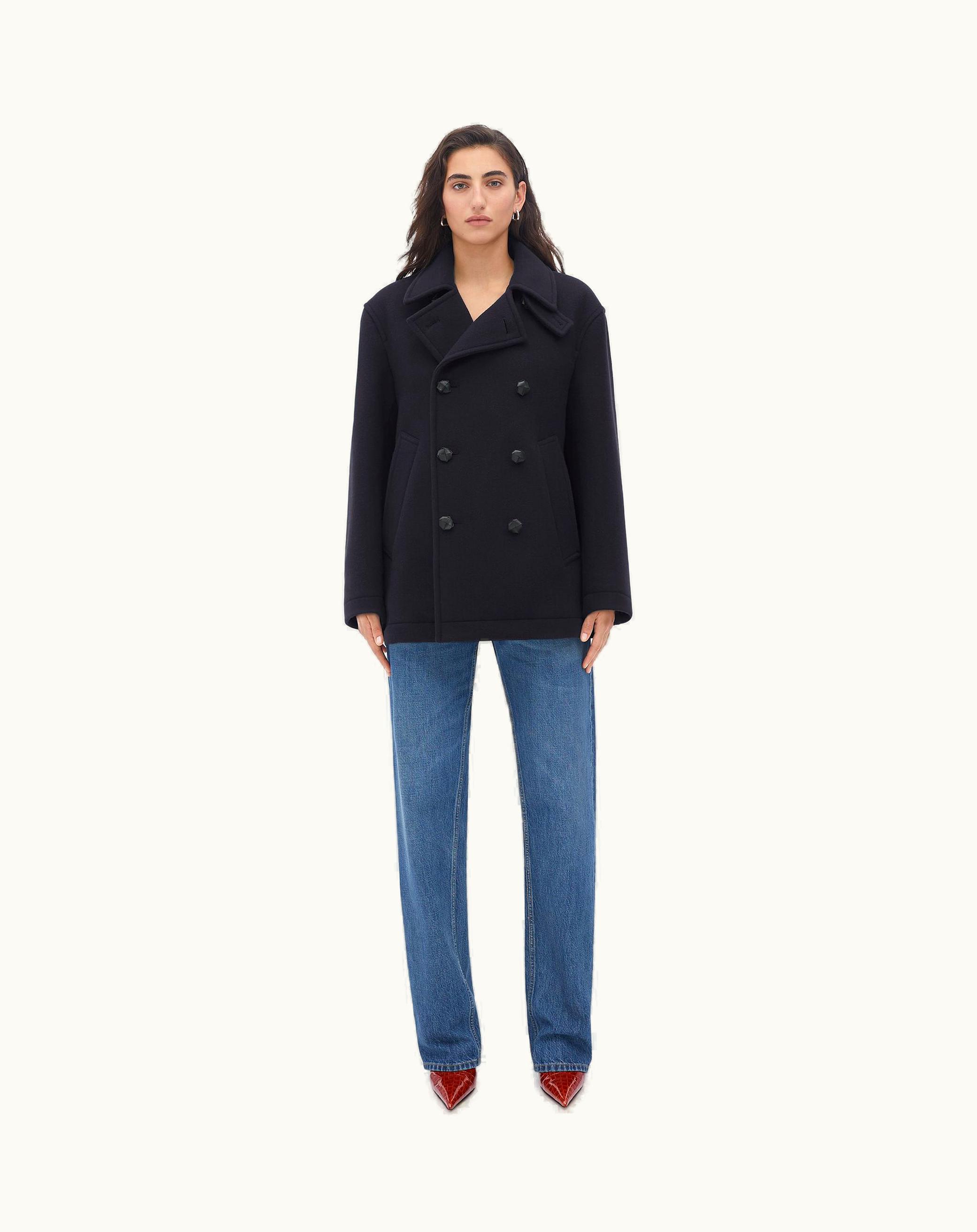 Bottega Veneta Bottega Veneta Women's Wool And Cashmere Peacoat In Midnight Blue
