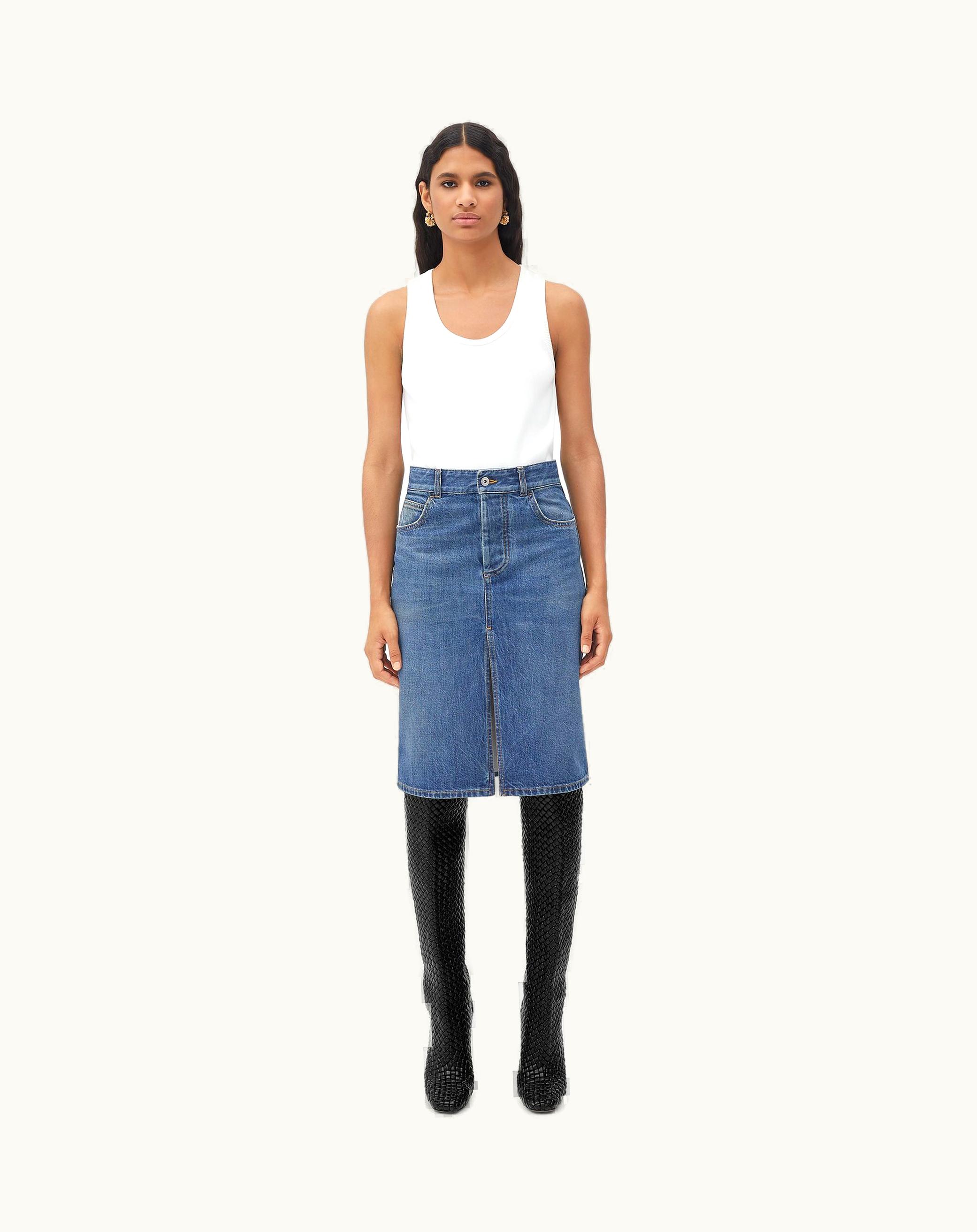 Bottega Veneta Bottega Veneta Women's Medium Washed Denim Skirt In Original Medium Wash Indigo