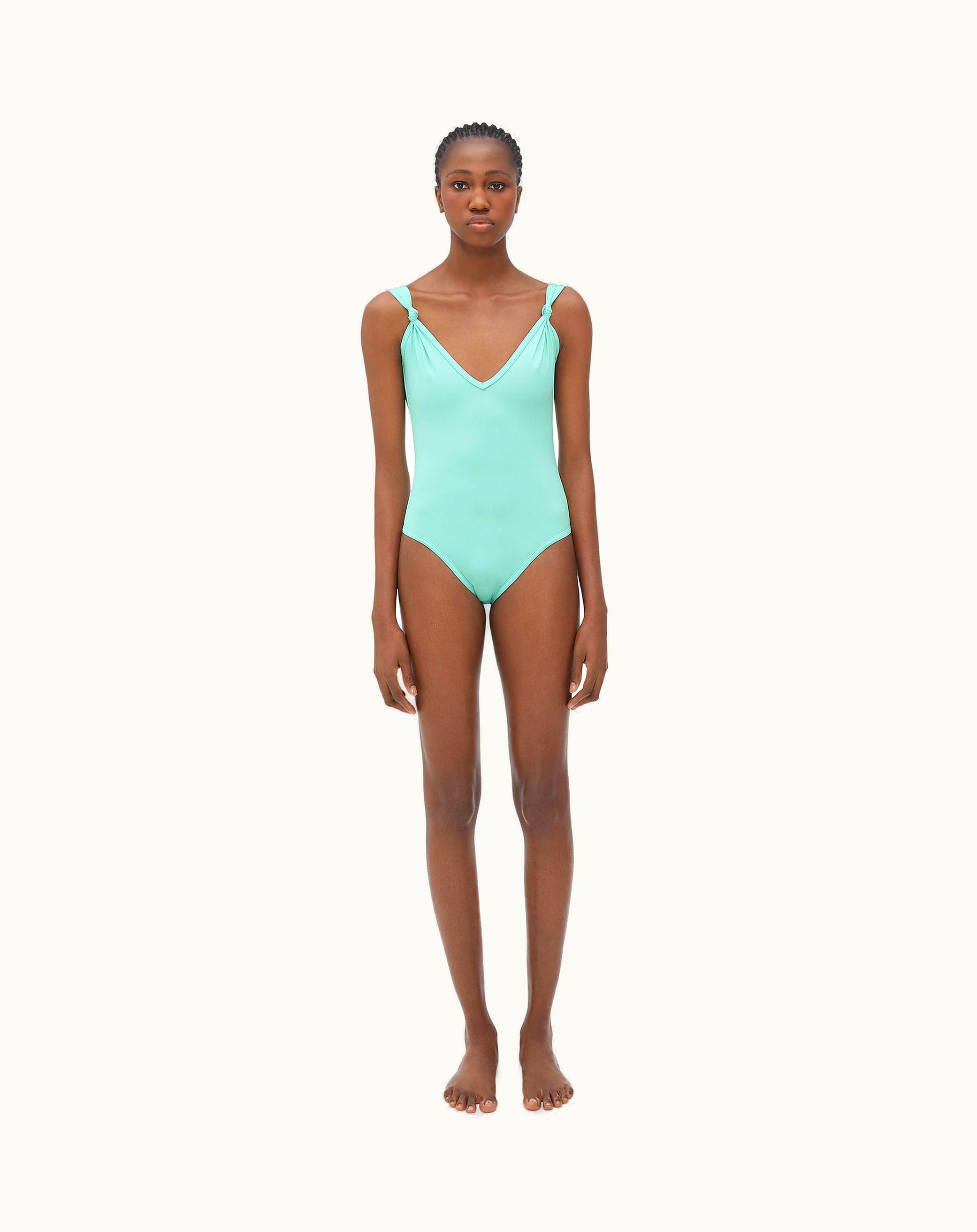 Bottega Veneta Bottega Veneta Women's Knots Stretch Nylon Swimsuit In Celadon