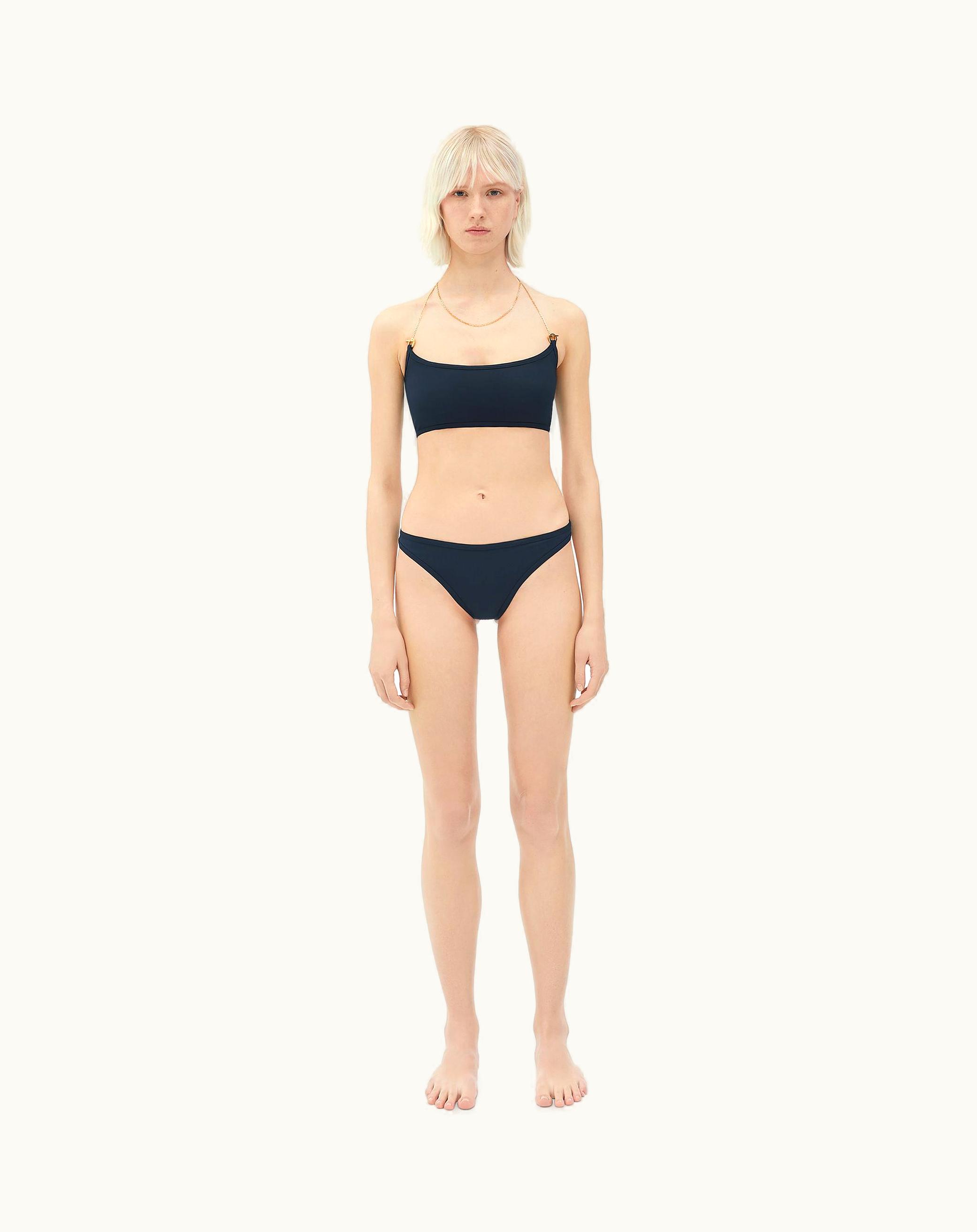 Bottega Veneta Bottega Veneta Women's Chains Stretch Nylon Bikini In Navy