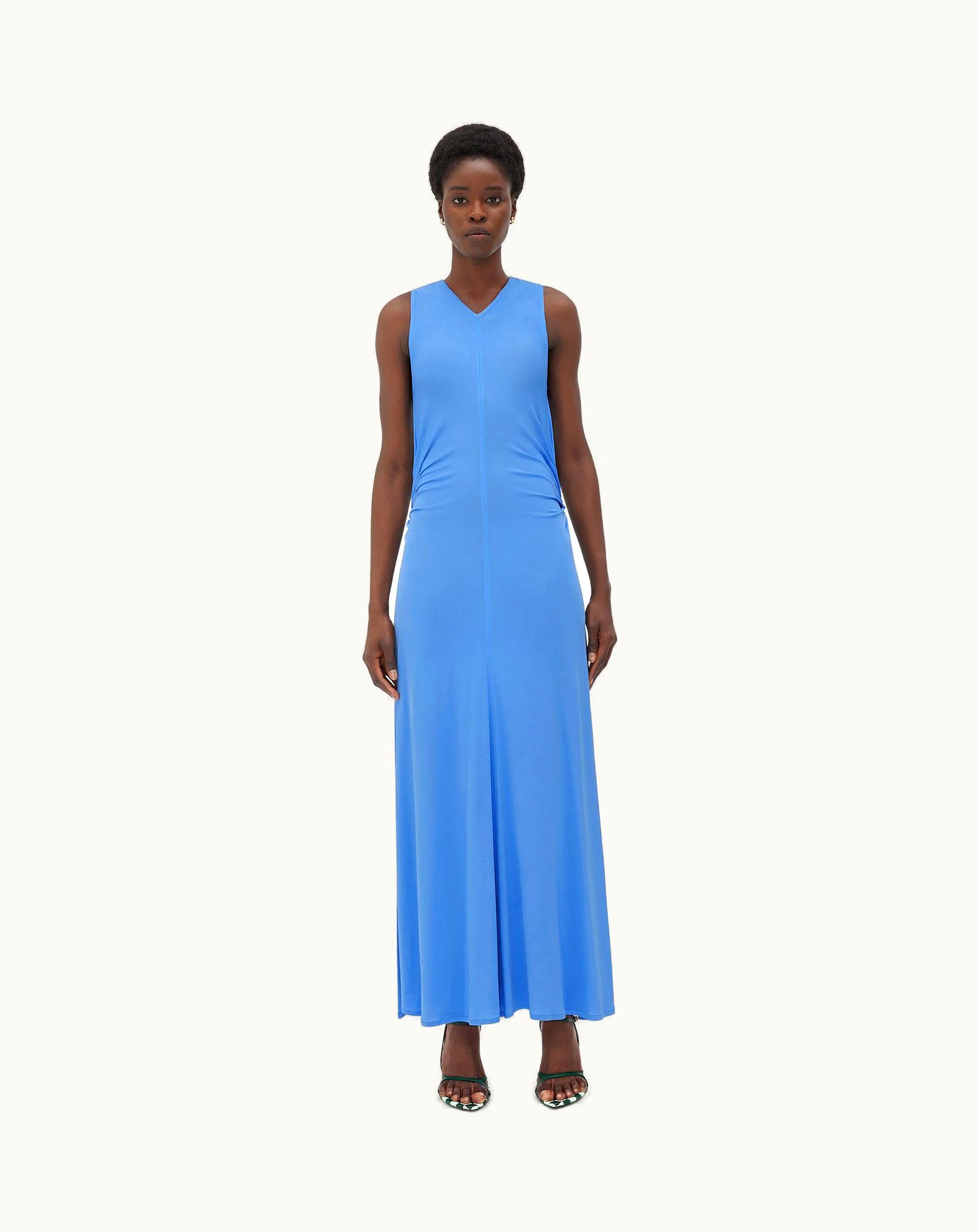 Bottega Veneta Bottega Veneta Women's Viscose Jersey Long Dress With Knot Ring In Admiral