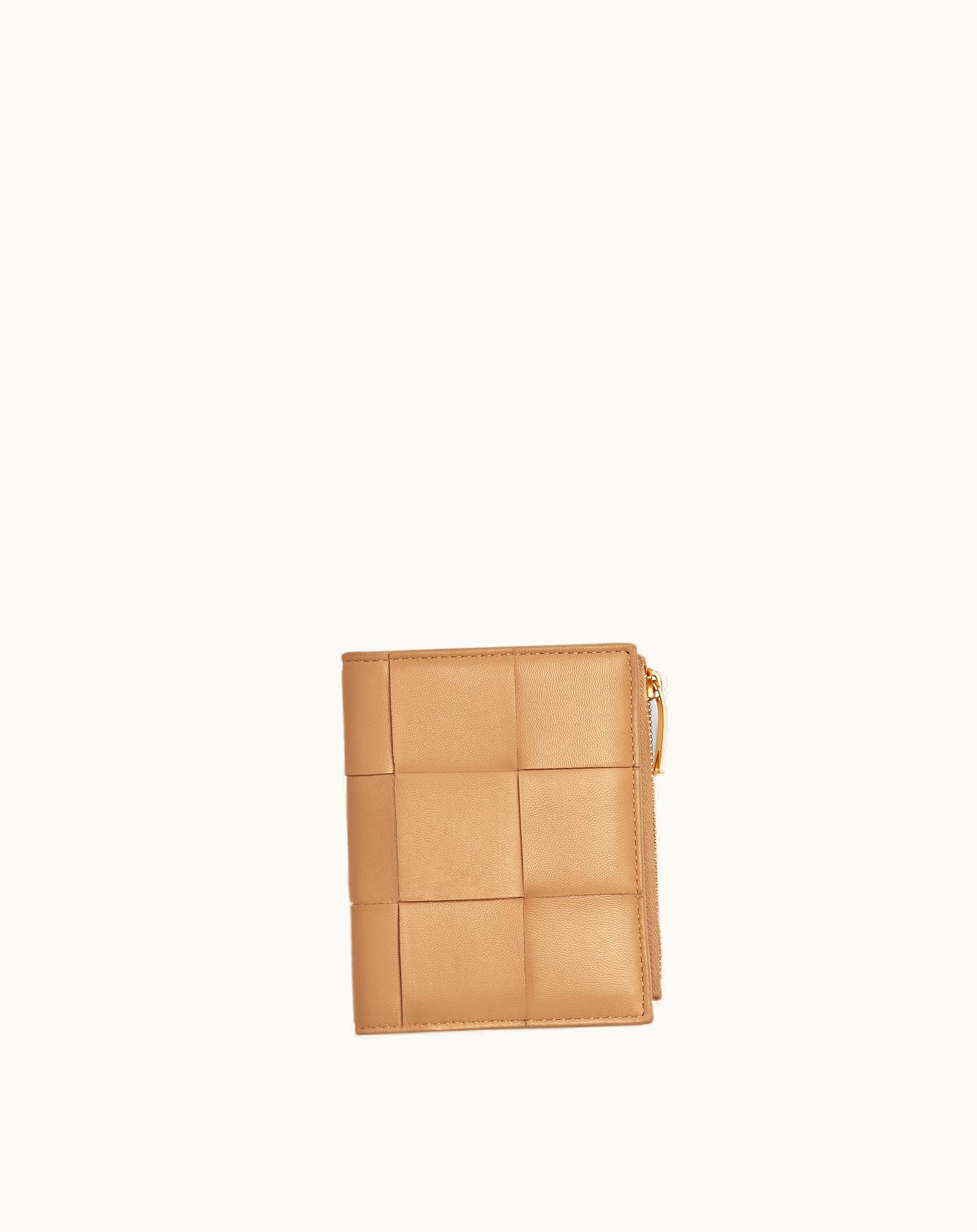 Bottega Veneta Bottega Veneta Women's Small Cassette Bi-Fold Zip Wallet In Almond