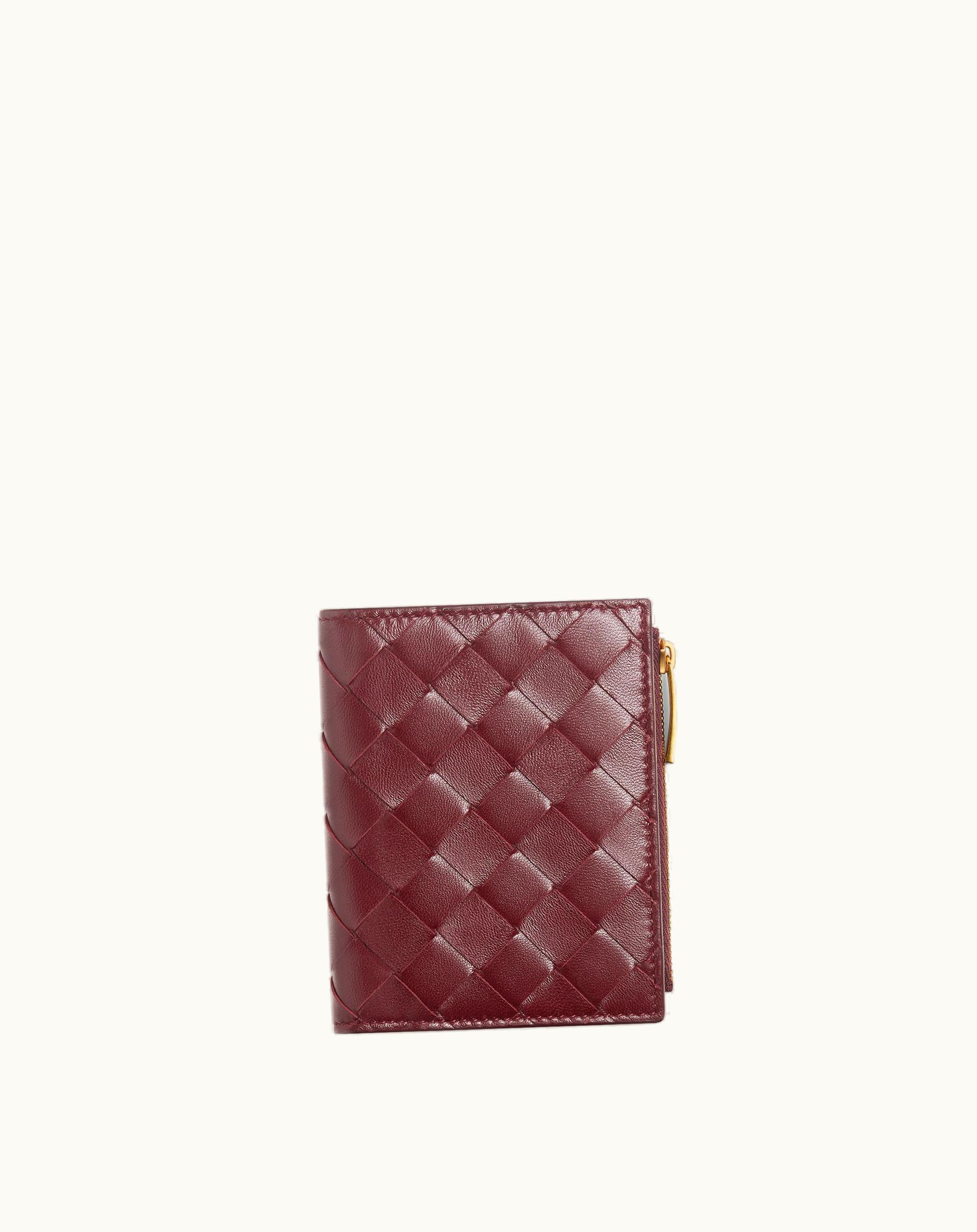 Bottega Veneta Bottega Veneta Women's Intrecciato Small Bi-Fold Wallet In Cherry
