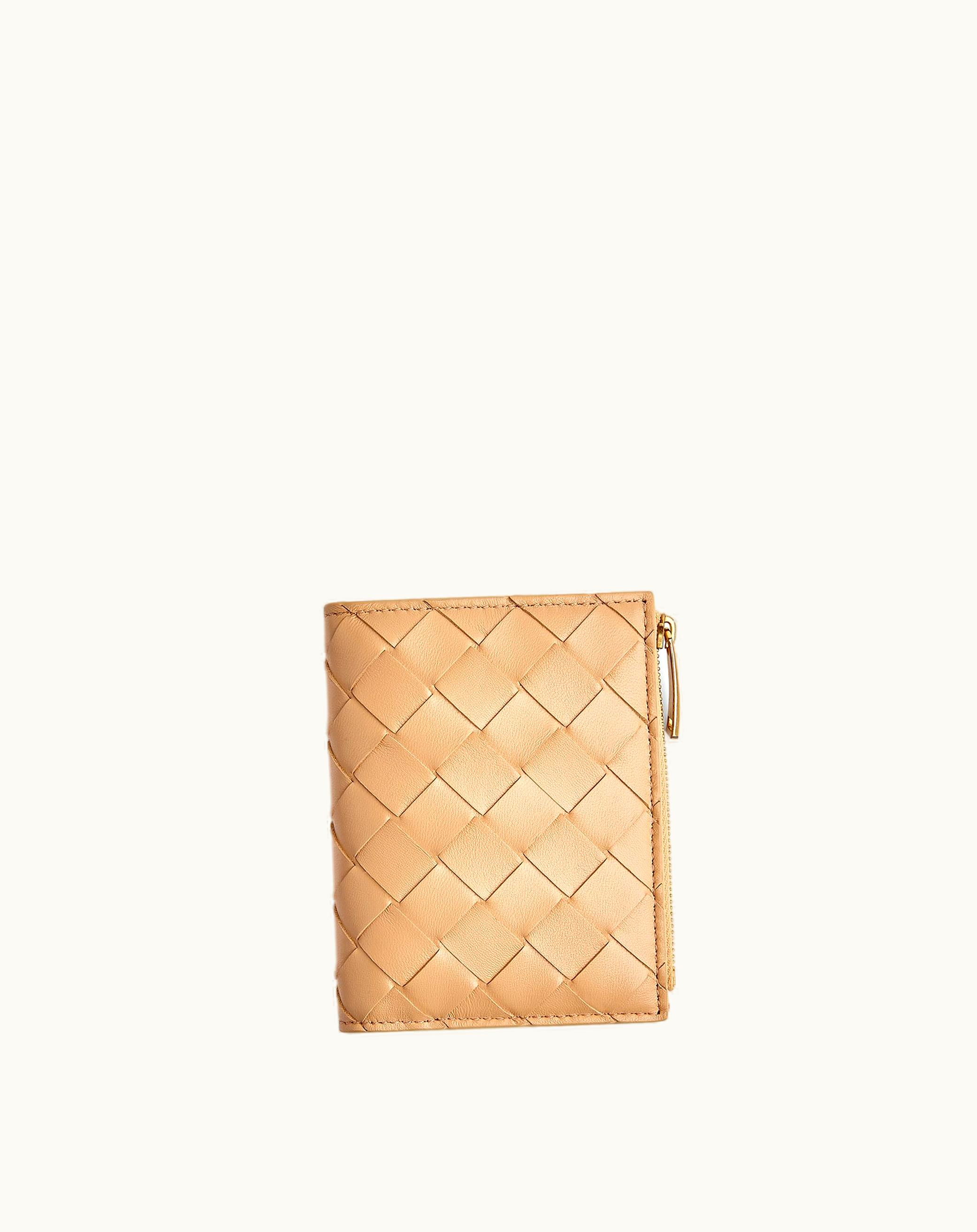 Bottega Veneta Bottega Veneta Women's Small Bi-Fold Zip Wallet In Almond