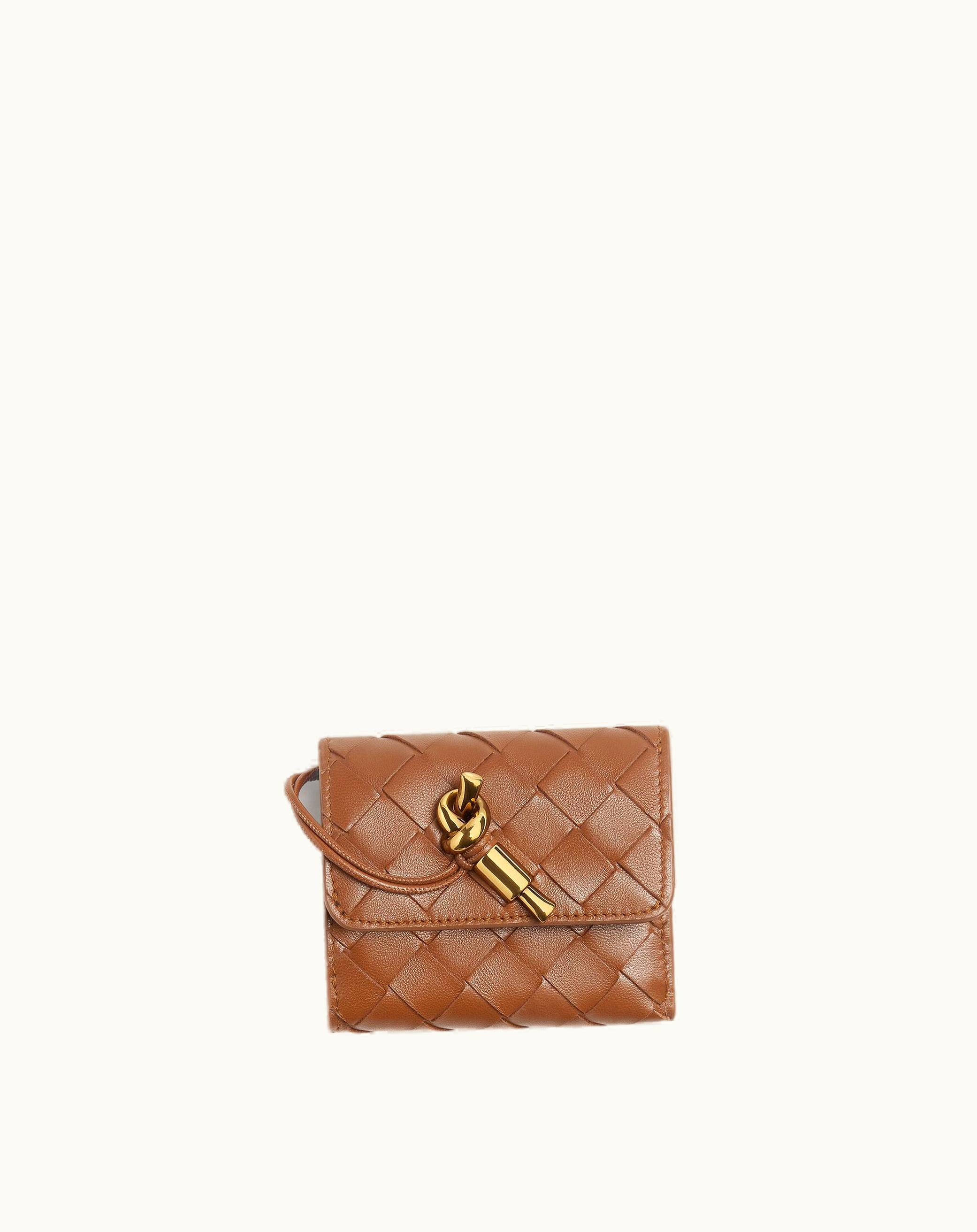 Bottega Veneta Bottega Veneta Women's Andiamo Tri-Fold Zip Wallet In Cognac