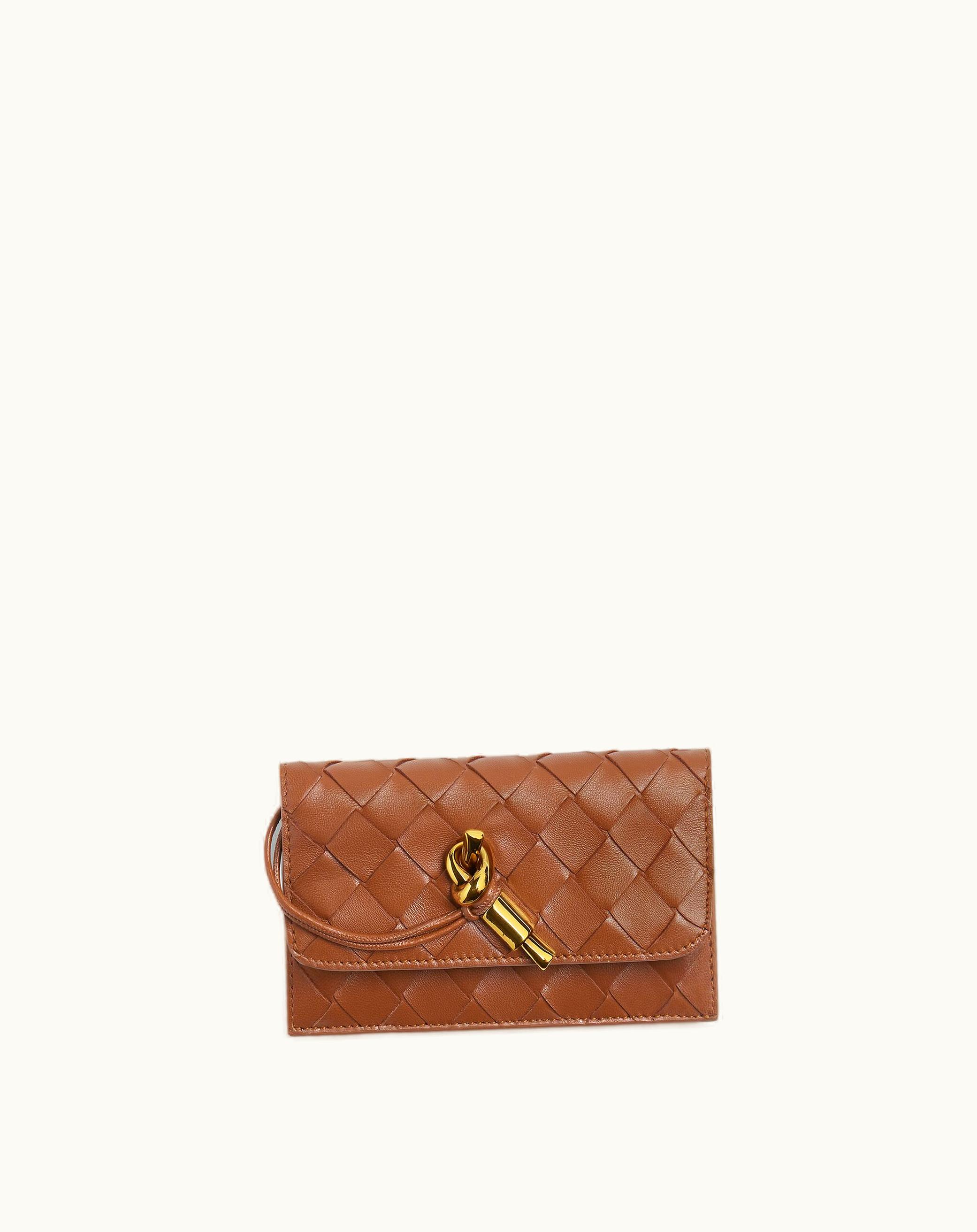 Bottega Veneta Bottega Veneta Women's Andiamo Zippered Card Case In Cognac