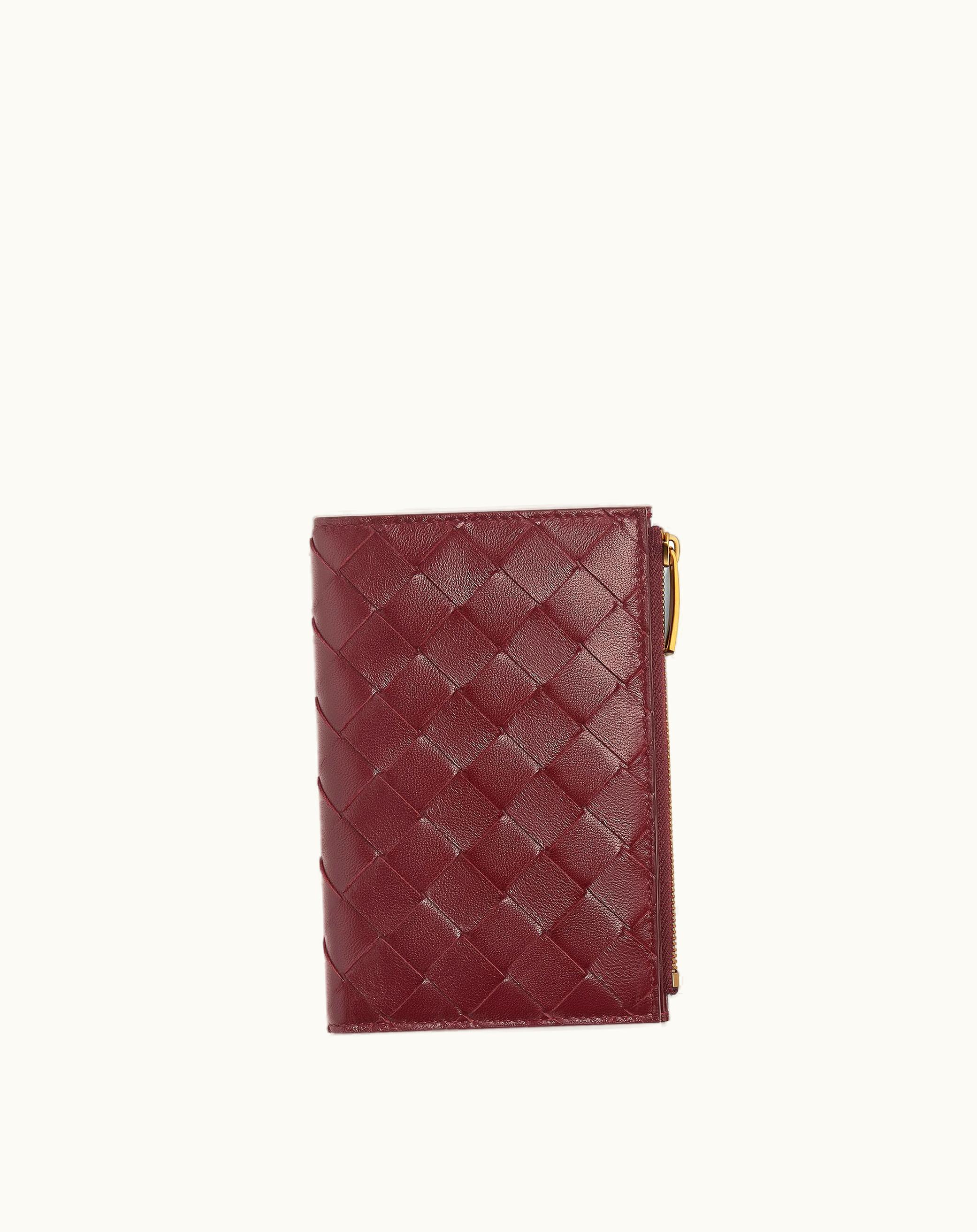 Bottega Veneta Bottega Veneta Women's Intrecciato Medium Bi-Fold Wallet In Cherry