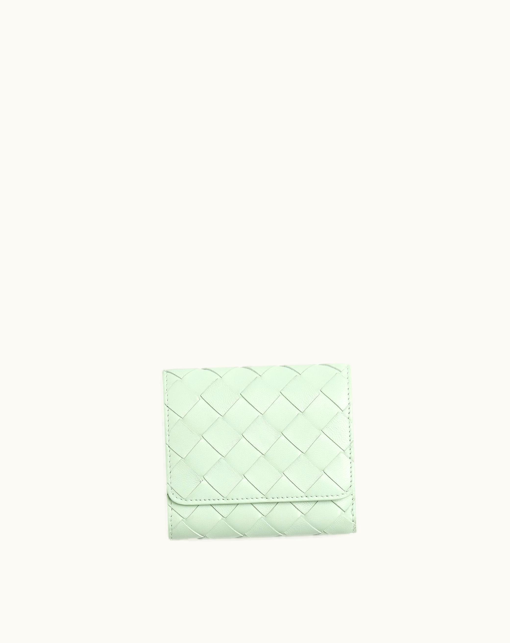 Bottega Veneta Bottega Veneta Women's Intrecciato Tri-Fold Wallet With Origami Coin Purse In Fresh Mint