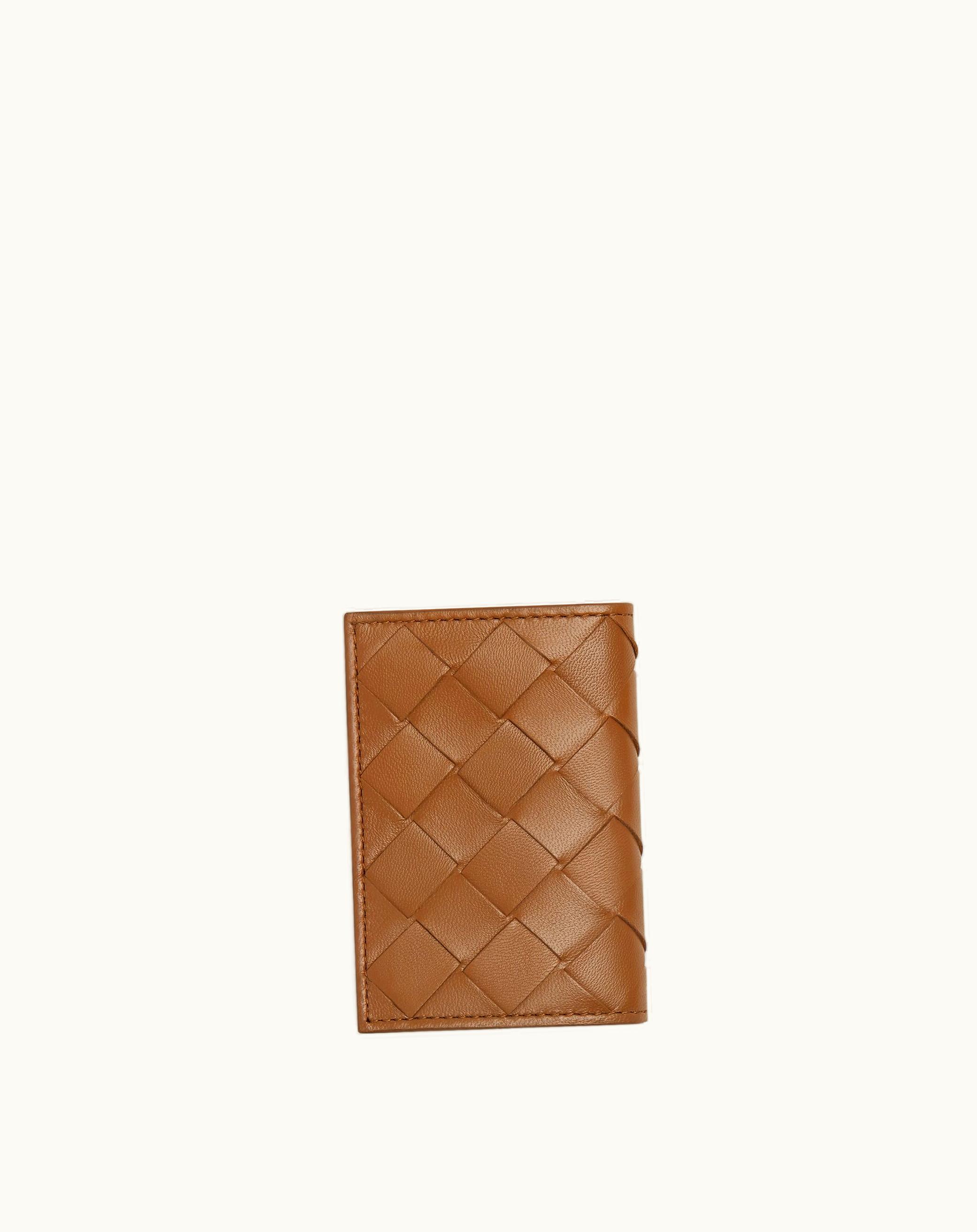 Bottega Veneta Bottega Veneta Women's Intrecciato Tiny Tri-Fold Wallet In Wood