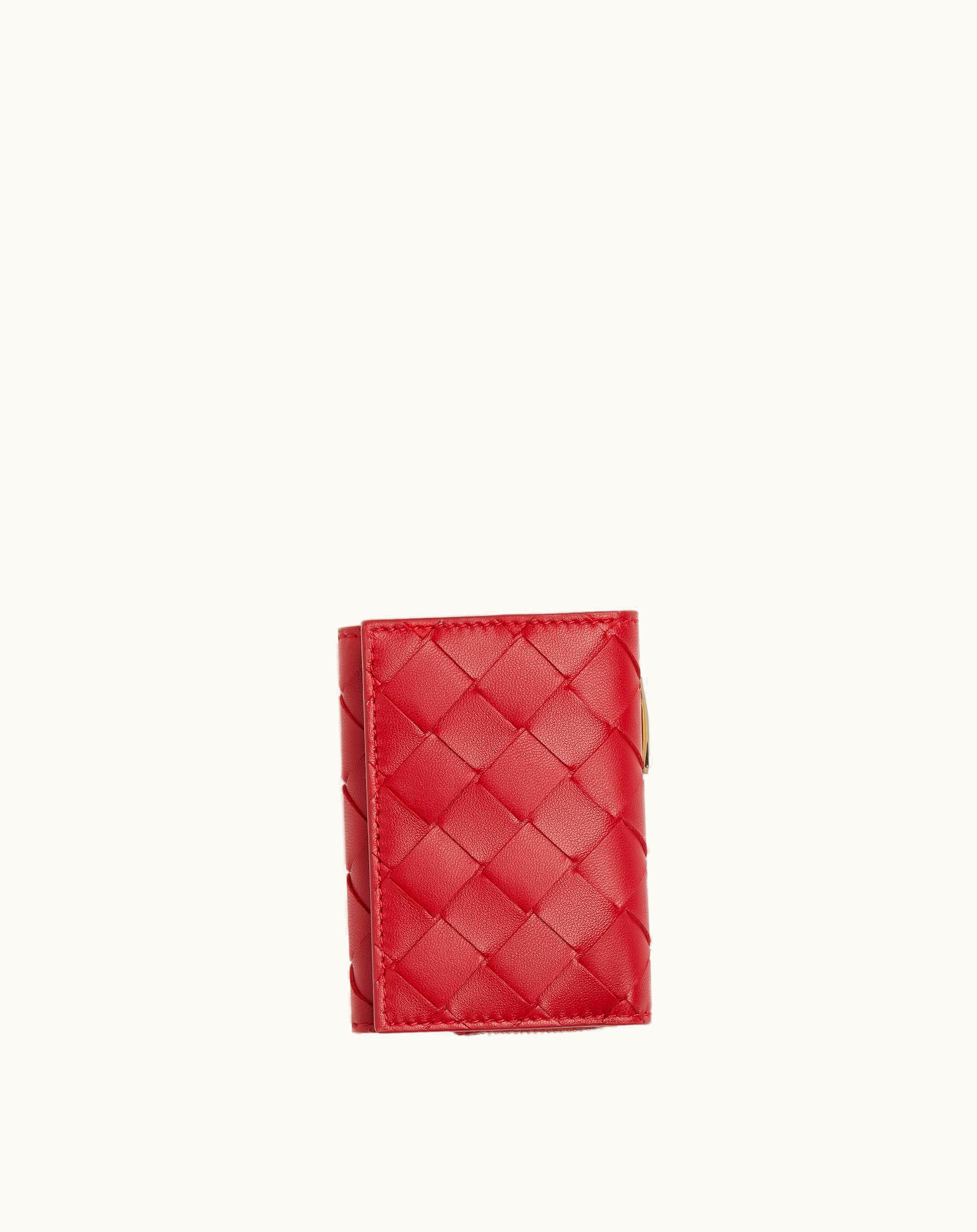 Bottega Veneta Bottega Veneta Women's Intrecciato Tiny Tri-Fold Zip Wallet In Apple Candy